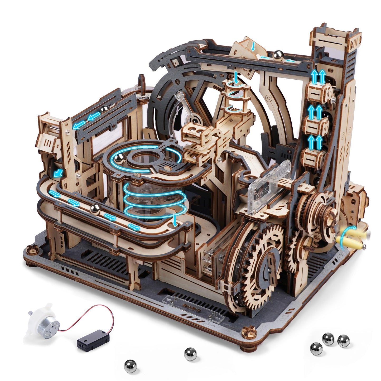 ROBOTIME Marble Spaceport LGC01 – Motorized 3D Wooden Puzzle for Adults | Space STEM Gift