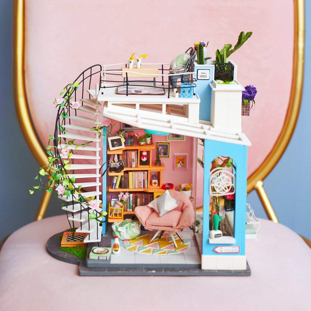 ROBOTIME DIY Miniature Dollhouse Kit - 1:24 Scale with LED Light