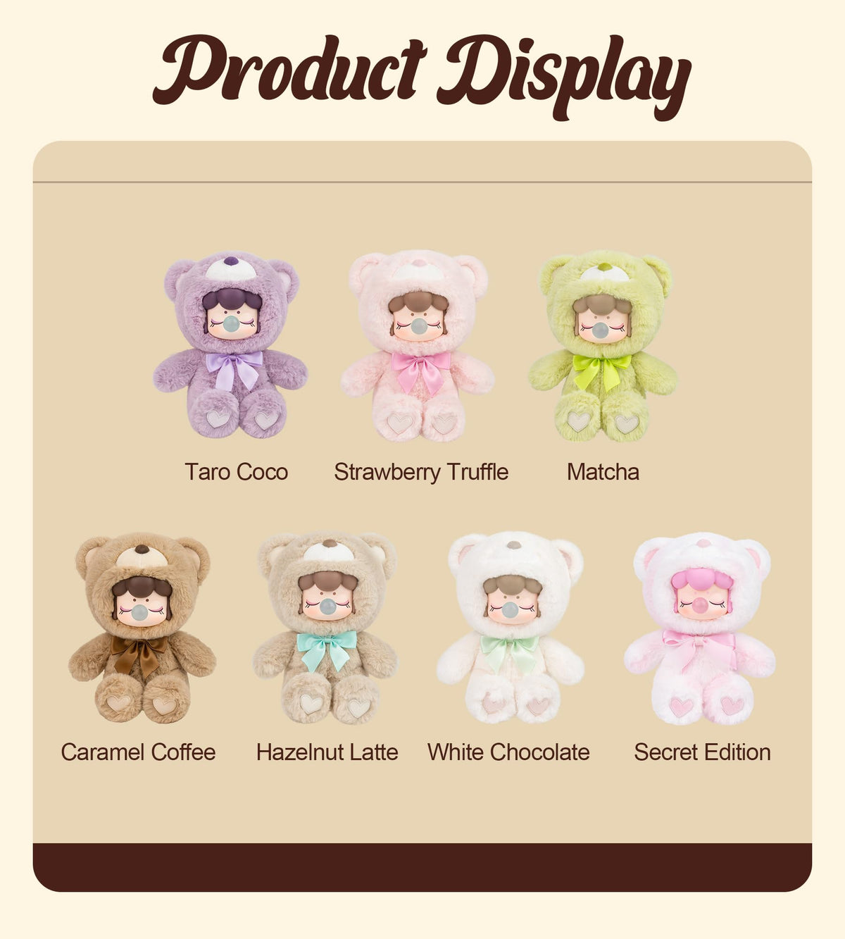 ROBOTIME Plush Doll Blind Box – 7-Inch Chocolate Colorful Bear | Mystery Box Collectible Toy