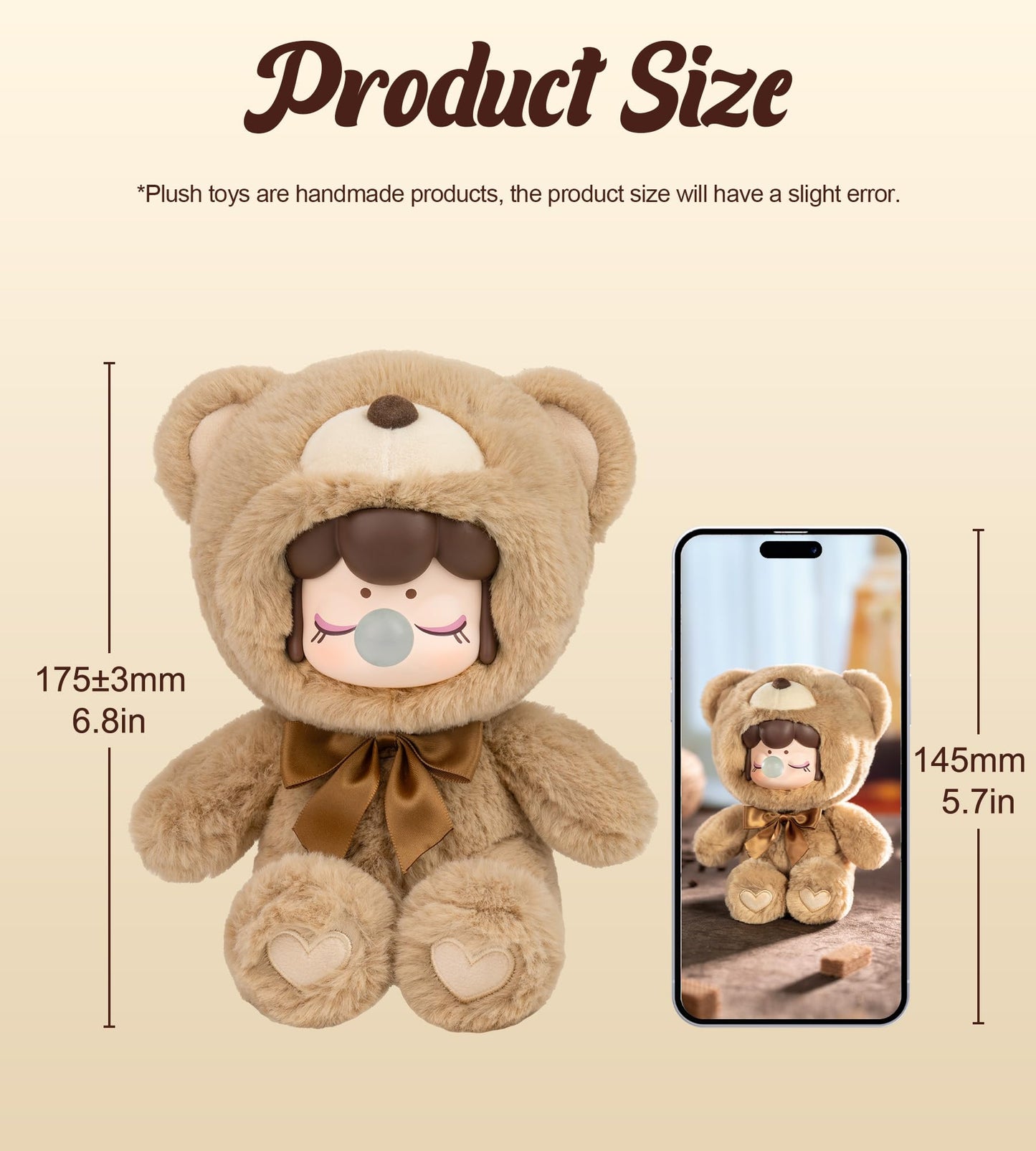 ROBOTIME Plush Doll Blind Box – 7-Inch Chocolate Colorful Bear | Mystery Box Collectible Toy