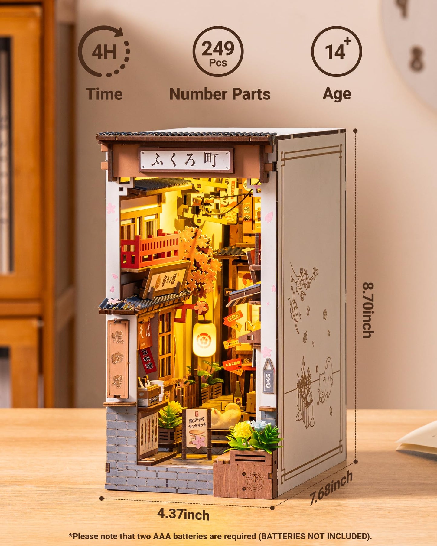 ROBOTIME Sakura Wine Alley Book Nook Kit – DIY 3D Wooden Puzzle for Teens