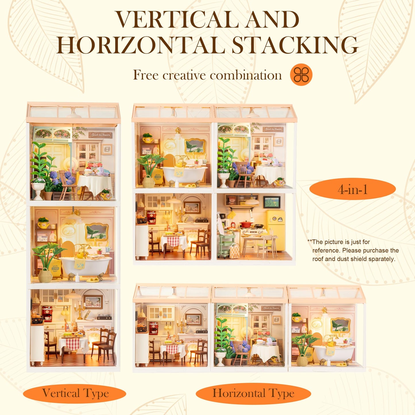 ROBOTIME Super Creator Dining Room Kit – DIY Miniature House with LED Lights