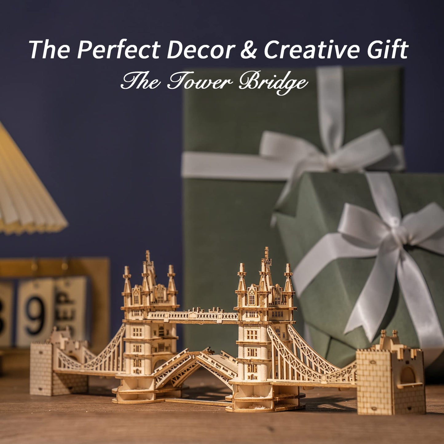 ROBOTIME Tower Bridge 3D Puzzle with LED Light – DIY Wooden Model for Teens