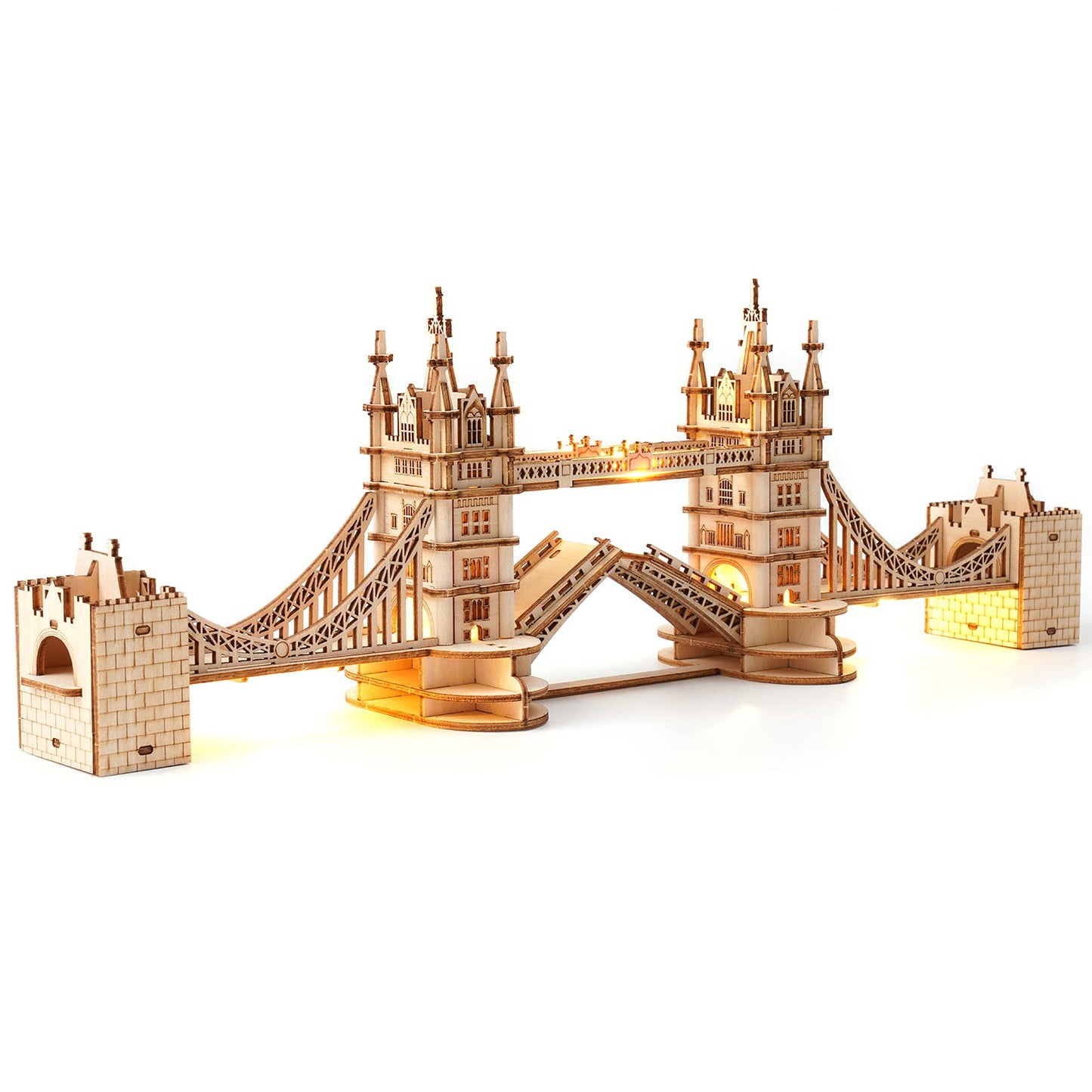 ROBOTIME Tower Bridge 3D Puzzle with LED Light – DIY Wooden Model for Teens