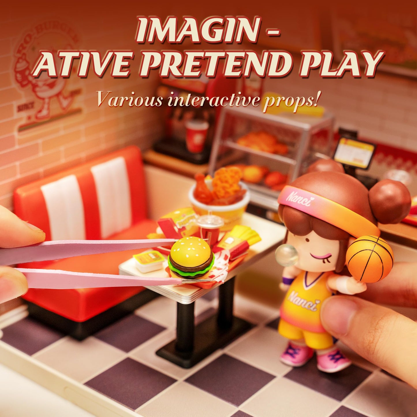 Robotime Yum Yum Burgers Miniature Diner Kit - DIY LED House Interconnectable