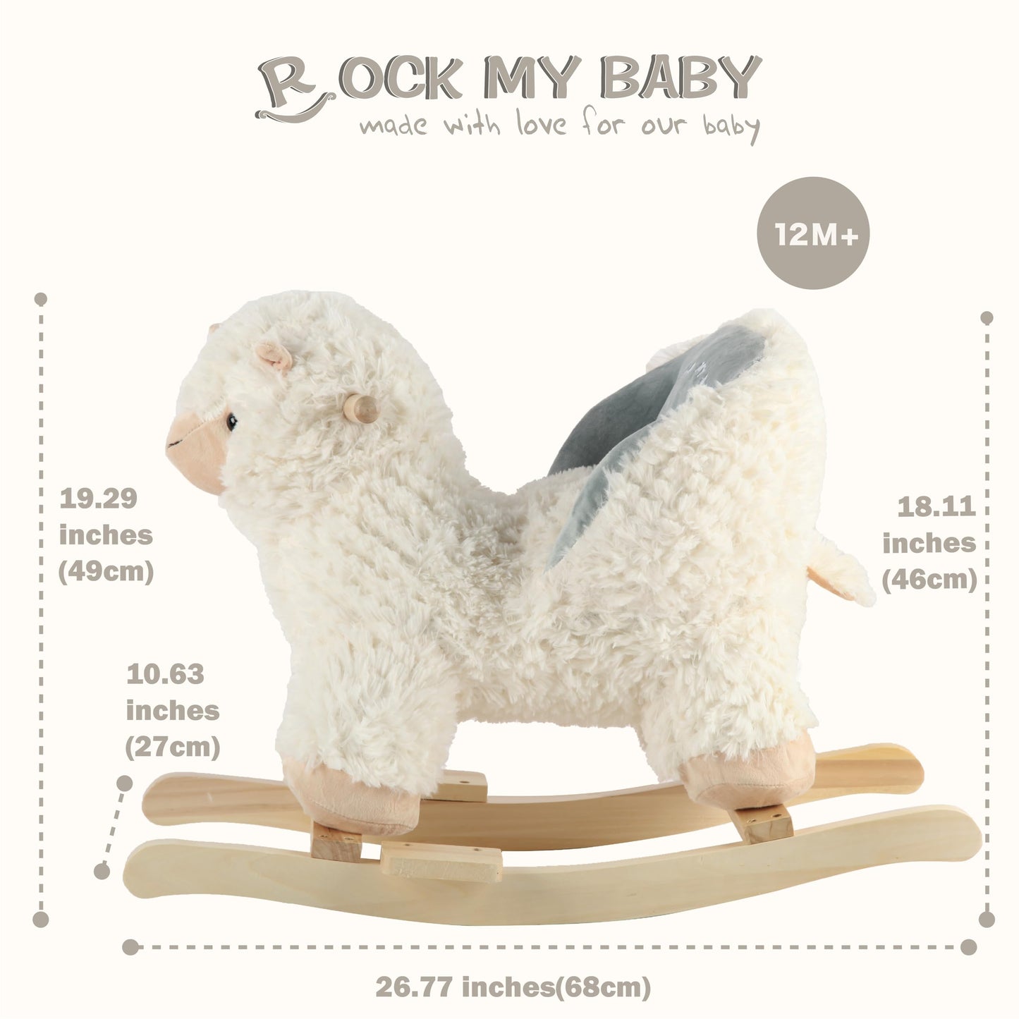 Rock My Baby Alpaca Llama Rocking Horse – Cream Plush Rocker for Toddlers 1-3 | CPC Certified