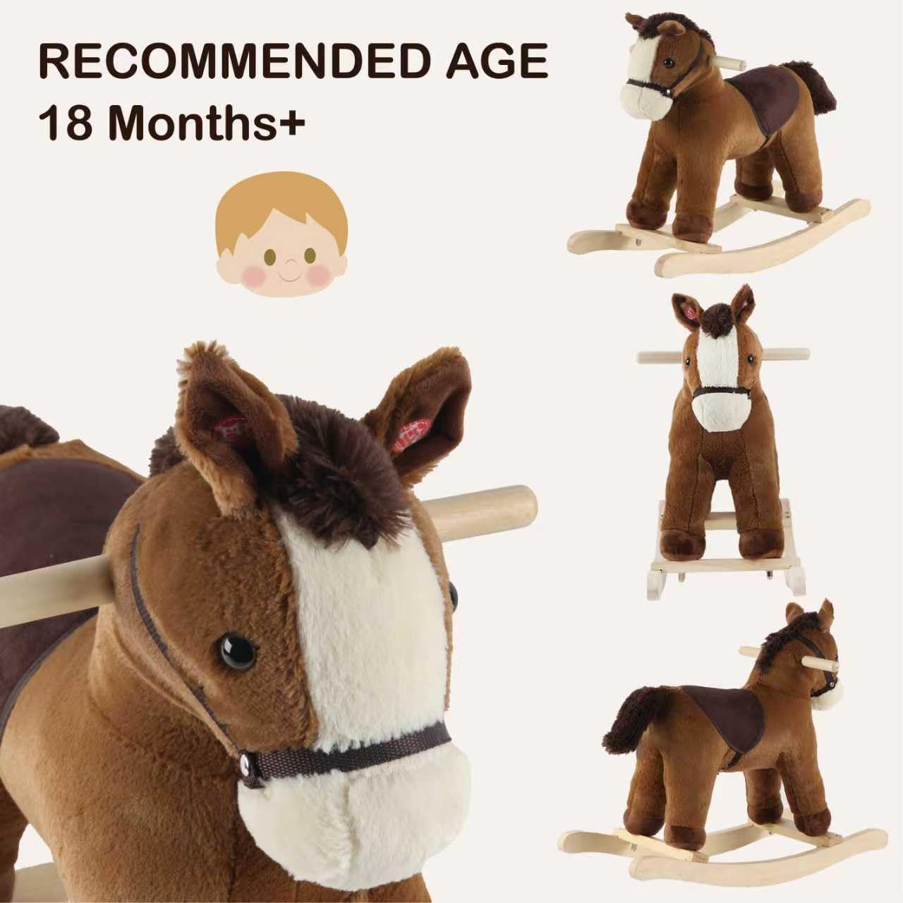 Rock My Baby Rocking Horse – Dark Brown Toddler Rocker with Realistic Sound | CPC Certified