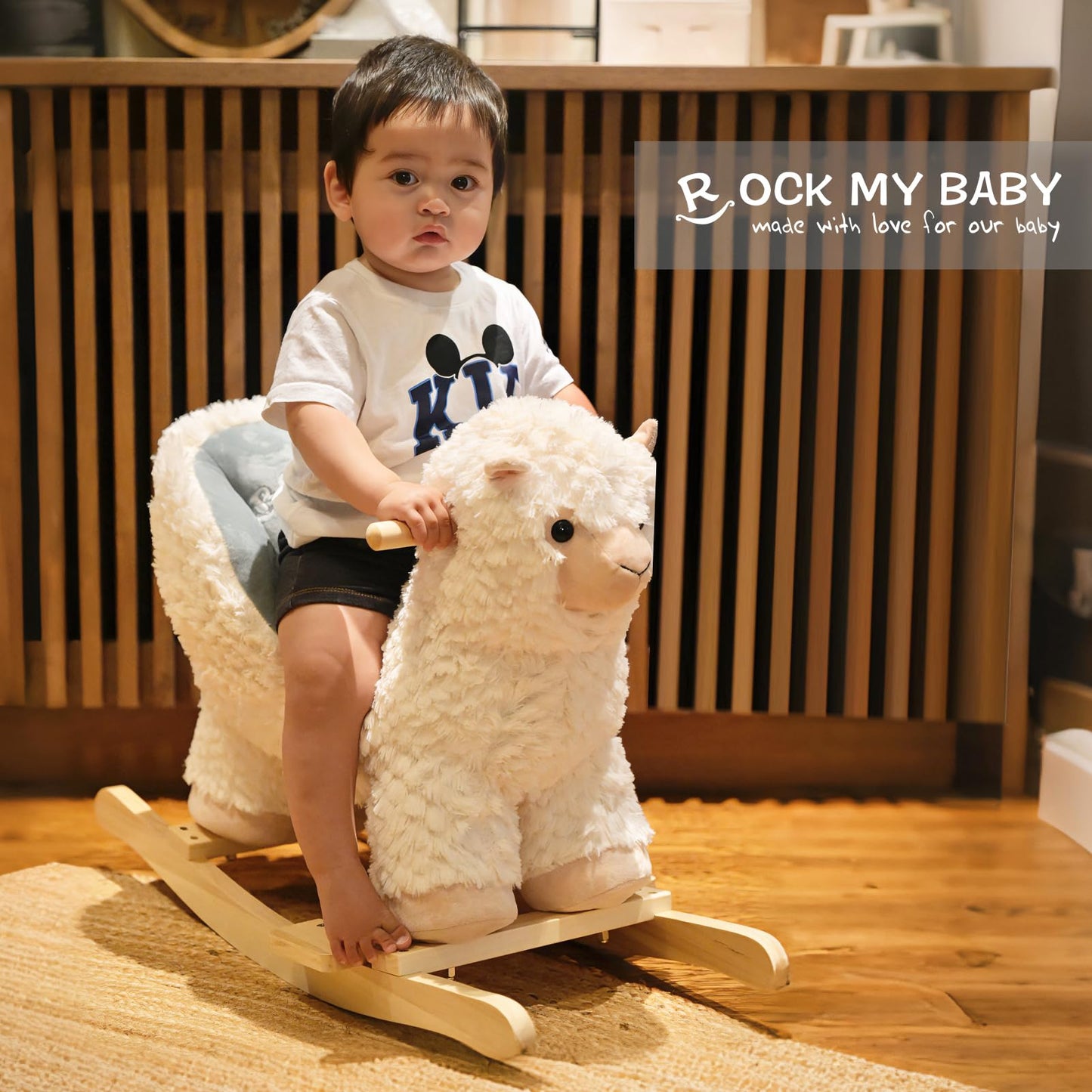Rock My Baby Alpaca Llama Rocking Horse – Cream Plush Rocker for Toddlers 1-3 | CPC Certified