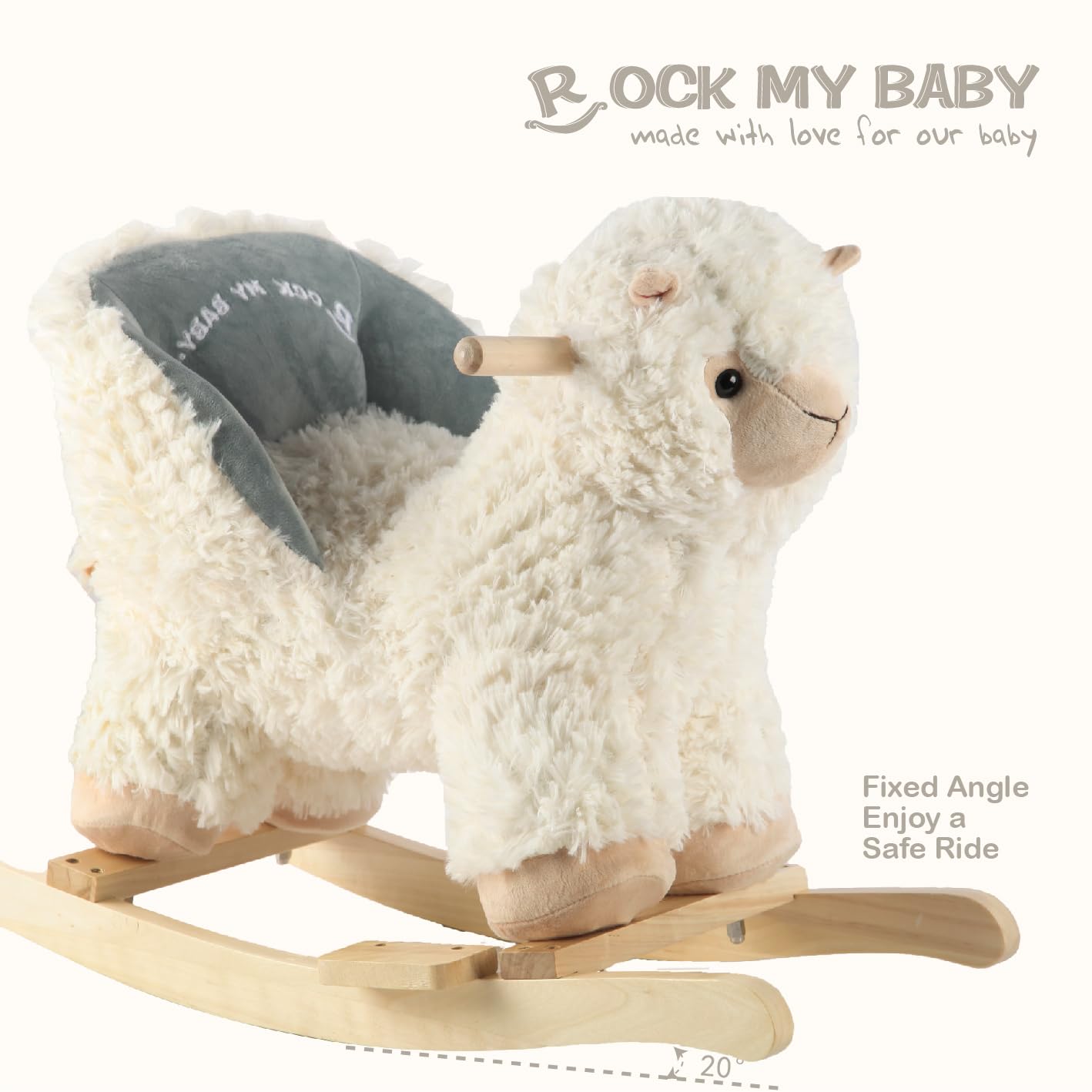 Rock My Baby Alpaca Llama Rocking Horse – Cream Plush Rocker for Toddlers 1-3 | CPC Certified