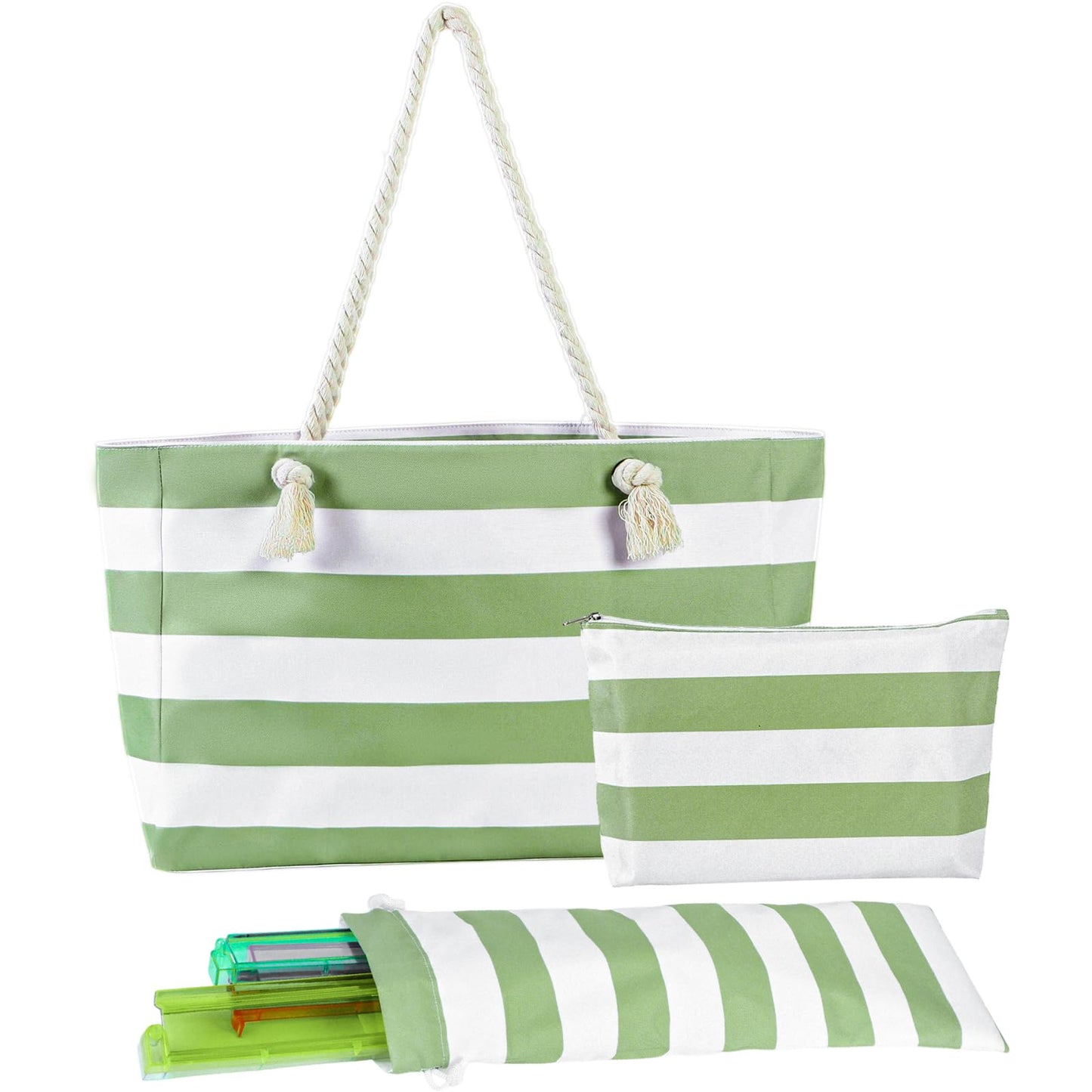 ROCKHUGO Empty Mahjong Tile Bag 3PS – Stripe Tote for Tiles & Racks (Case Only)