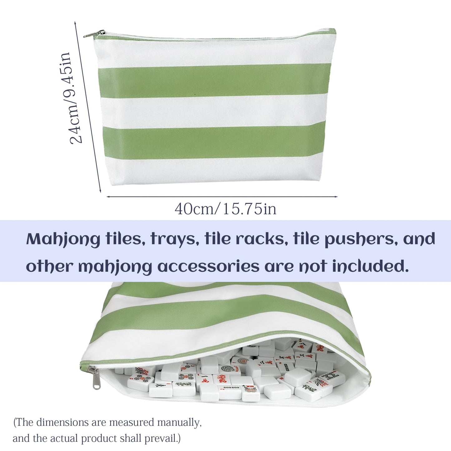 ROCKHUGO Empty Mahjong Tile Bag 3PS – Stripe Tote for Tiles & Racks (Case Only)