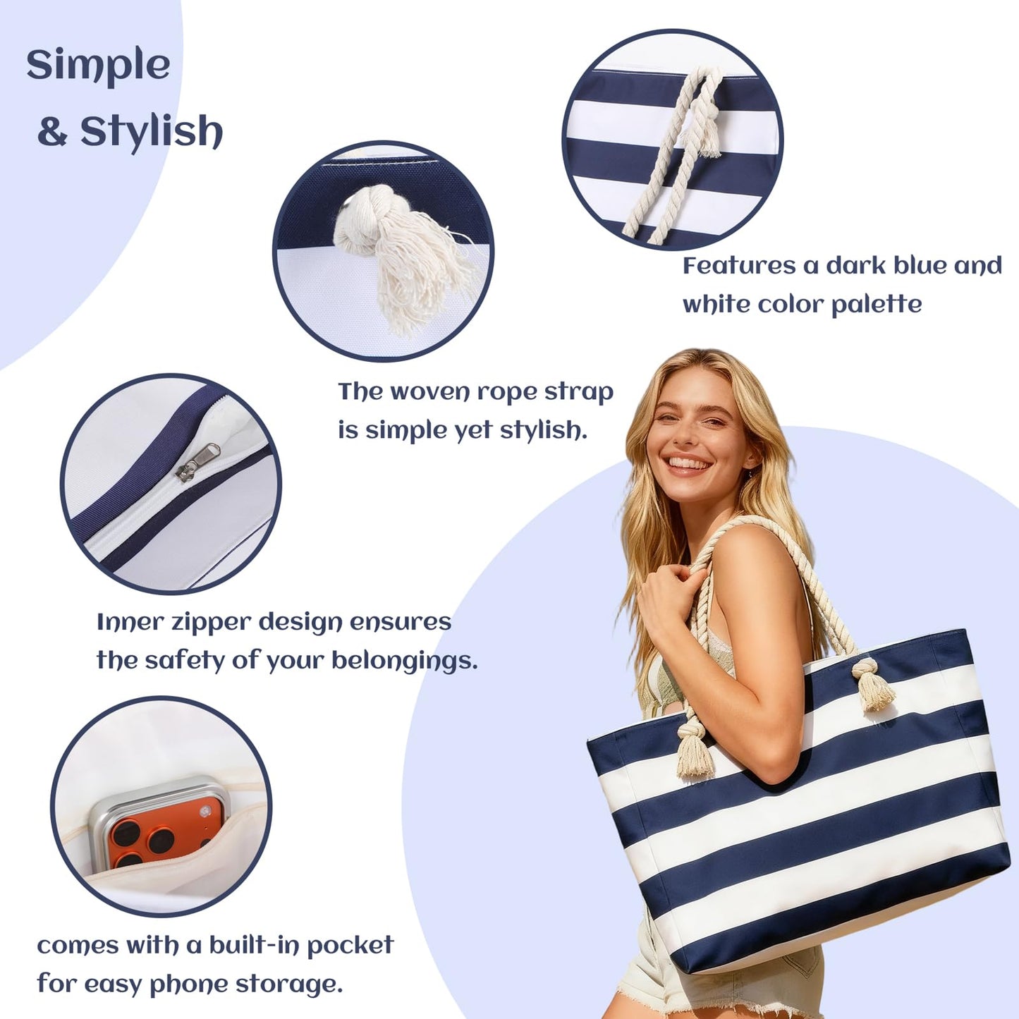 ROCKHUGO Empty Mahjong Tile Bag 3PS - Stripe American Mahjong Carrying Set Tote Bags for Tiles and Racks Storage (Case Only)