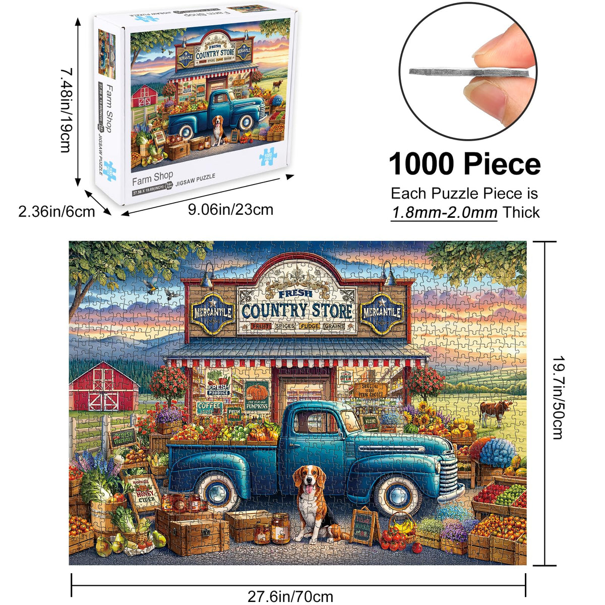 Rocorose 1000-Piece Country Store Jigsaw Puzzle for Adults – Family Gift & Home Decor