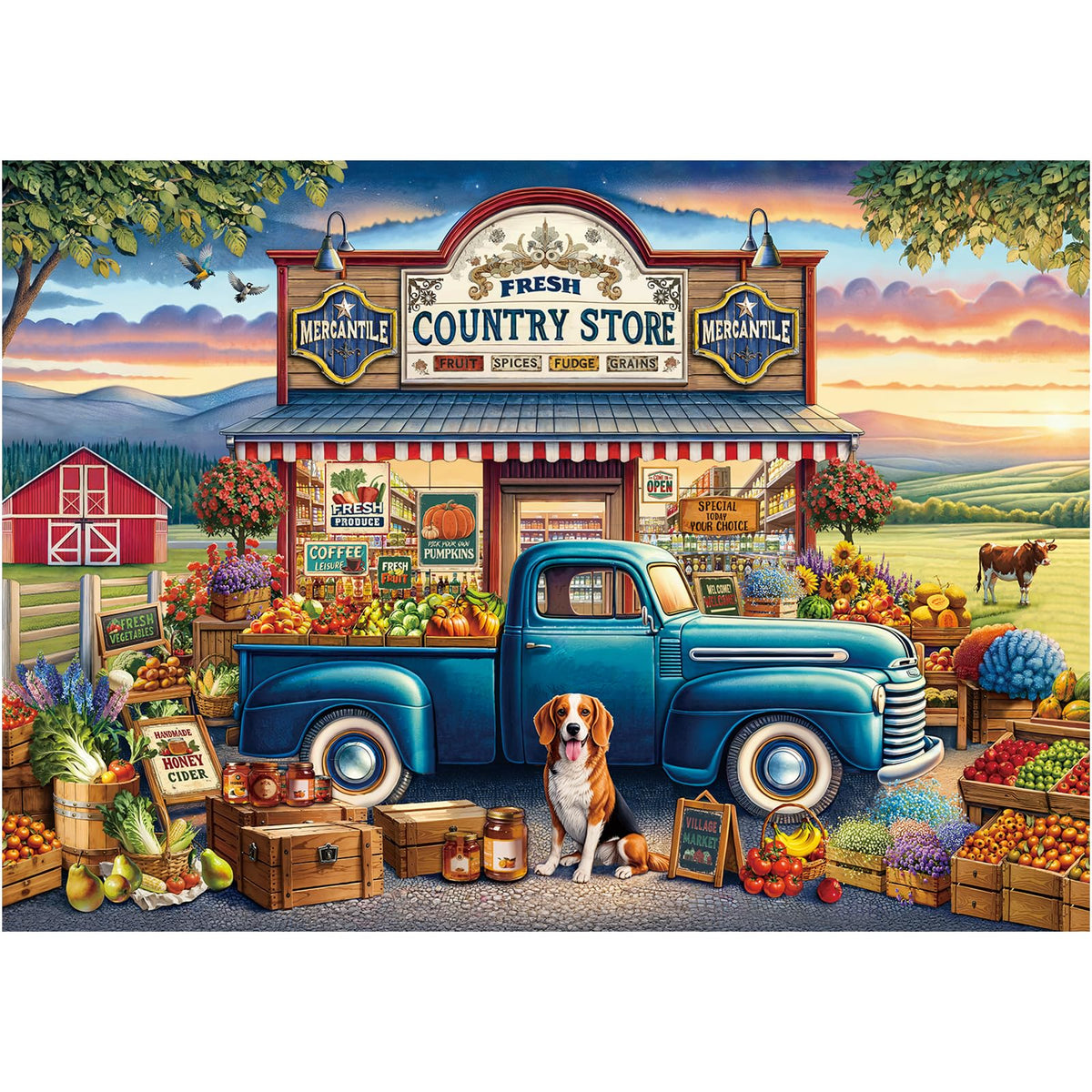 Rocorose 1000-Piece Country Store Jigsaw Puzzle for Adults – Family Gift & Home Decor