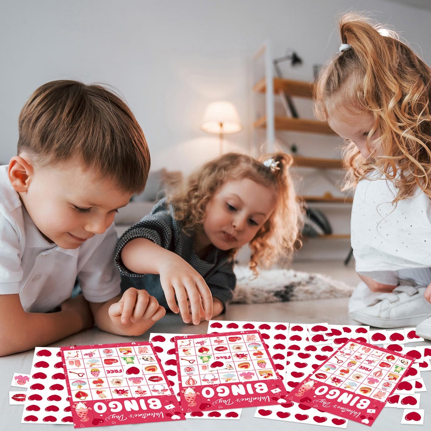 ROCWOHO Valentines Day Bingo Game Cards – 24 Players, 5x7 In, Gnome Design, Family & Classroom Party Activity