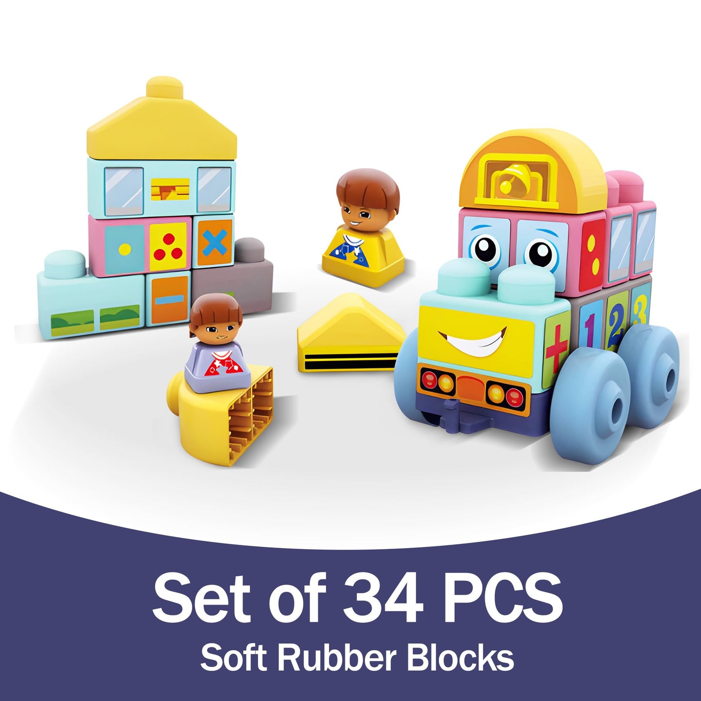 ROHSCE Baby Blocks 34-Piece Soft Stackable Blocks for Toddlers 6–12 Months