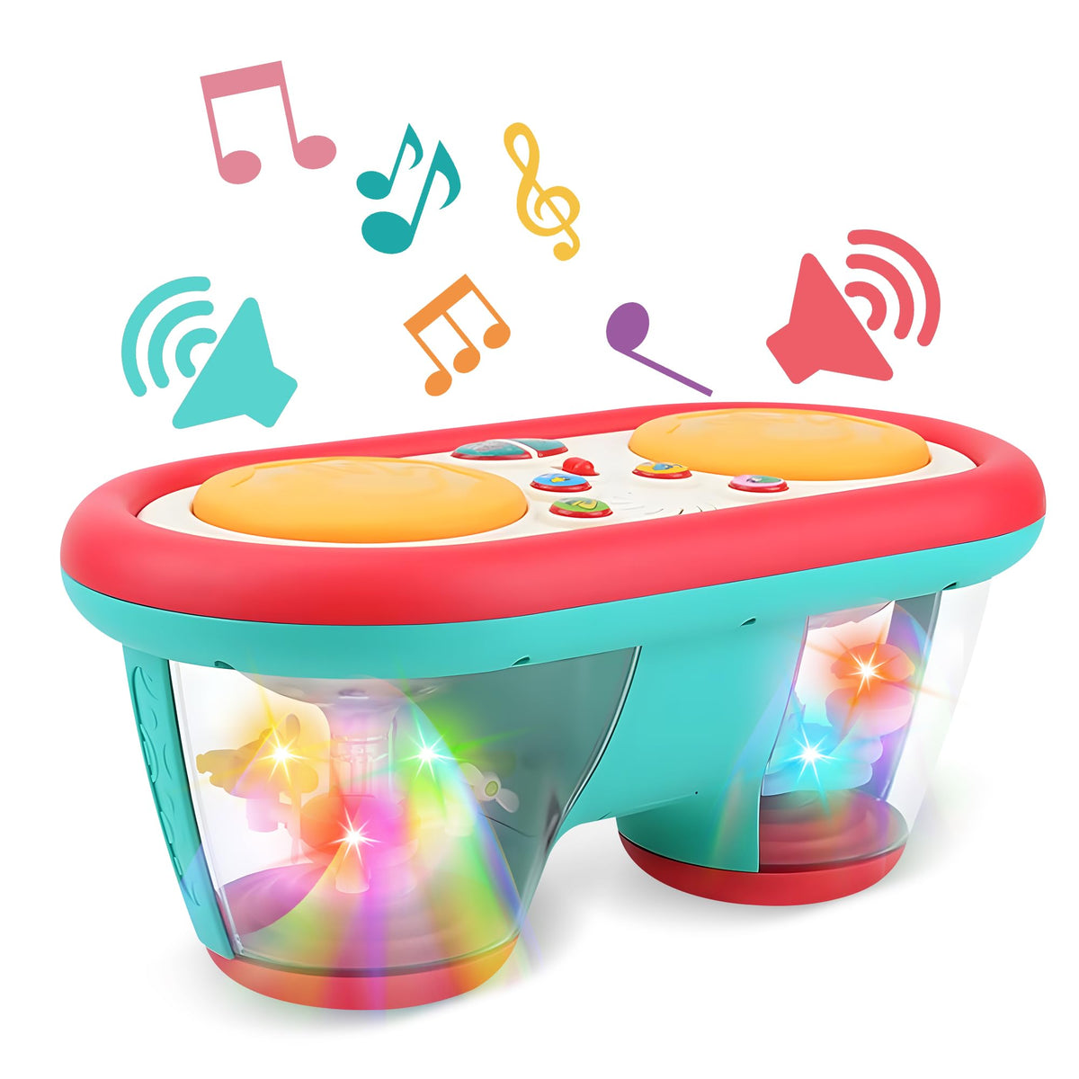 ROHSCE Baby Drum Toy – Light-Up Music for 6-18 Months | Safe ABS, 8 Drums, 16 Melodies