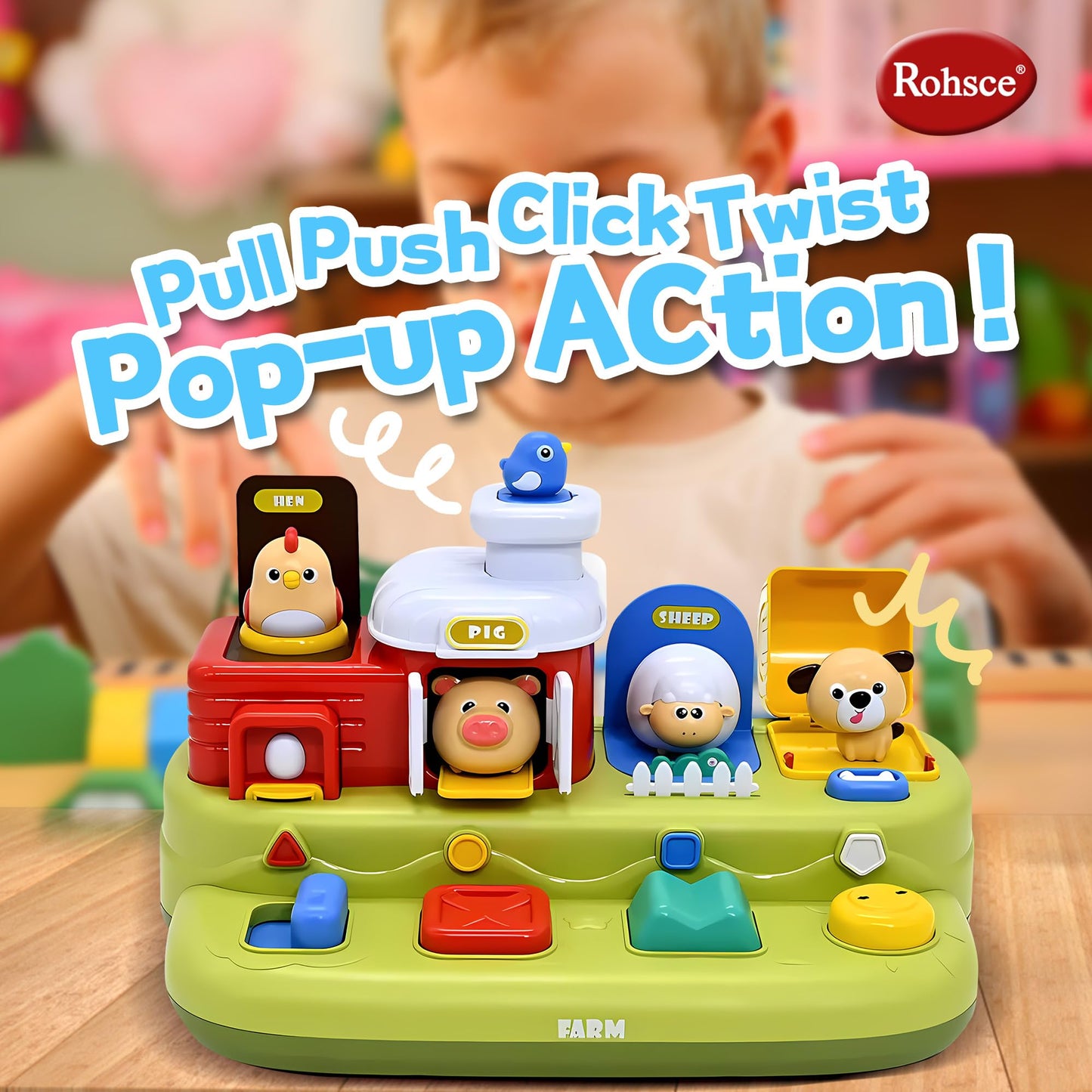 ROHSCE Baby Pop Up Toy with Music – Cause & Effect Learning for 6-12 Months