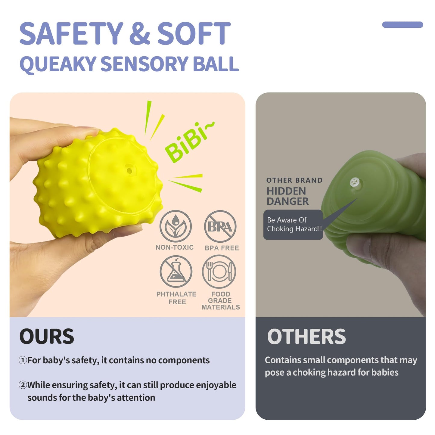 ROHSCE Montessori Sensory Balls & Rattle — Safe Textured Toys for Babies 3–12 Months
