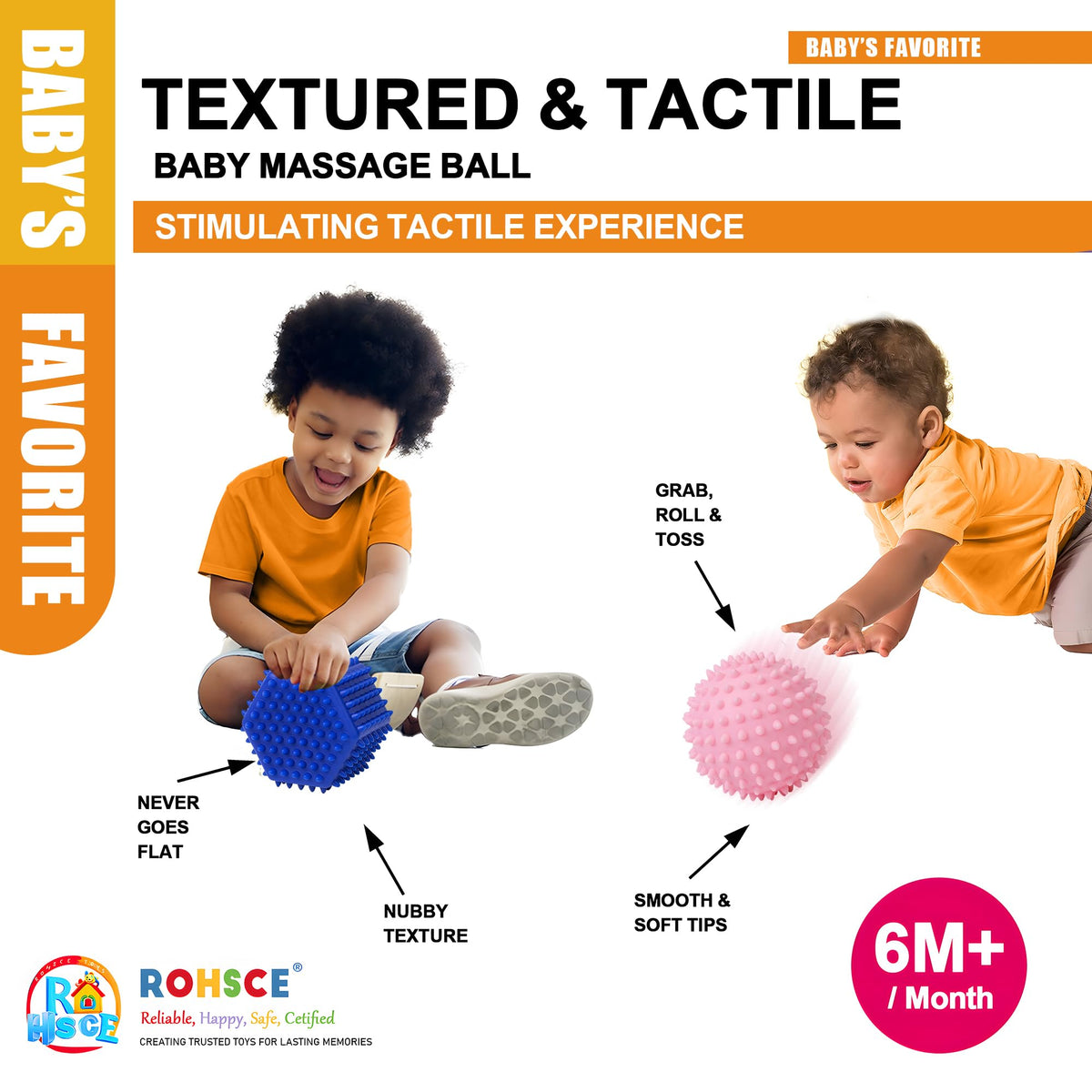 ROHSCE Baby Sensory Balls – Montessori Soft Balls for 6–12 Months | Textured Multicolor Play