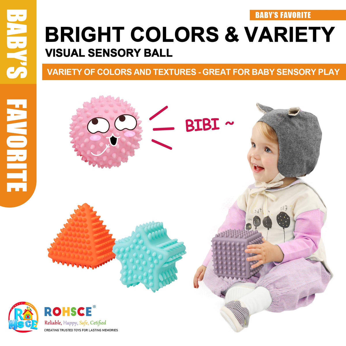 ROHSCE Baby Sensory Balls – Montessori Soft Balls for 6–12 Months | Textured Multicolor Play
