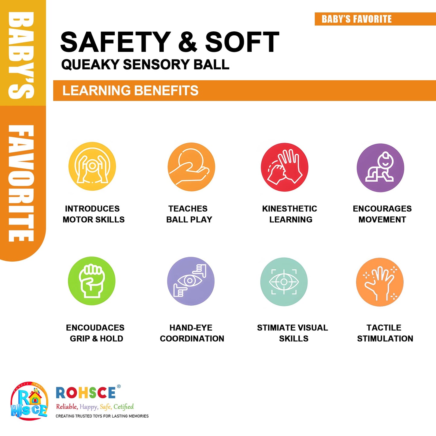 ROHSCE Baby Sensory Balls – Montessori Soft Balls for 6–12 Months | Textured Multicolor Play