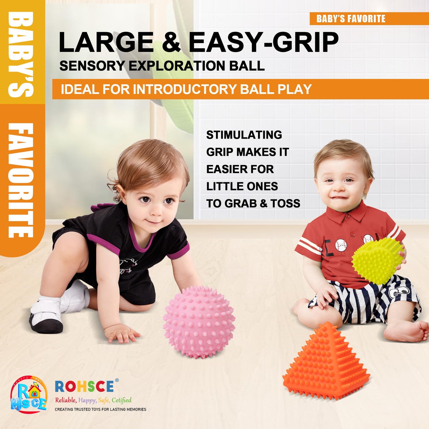 ROHSCE Baby Sensory Balls – Montessori Soft Balls for 6–12 Months | Textured Multicolor Play