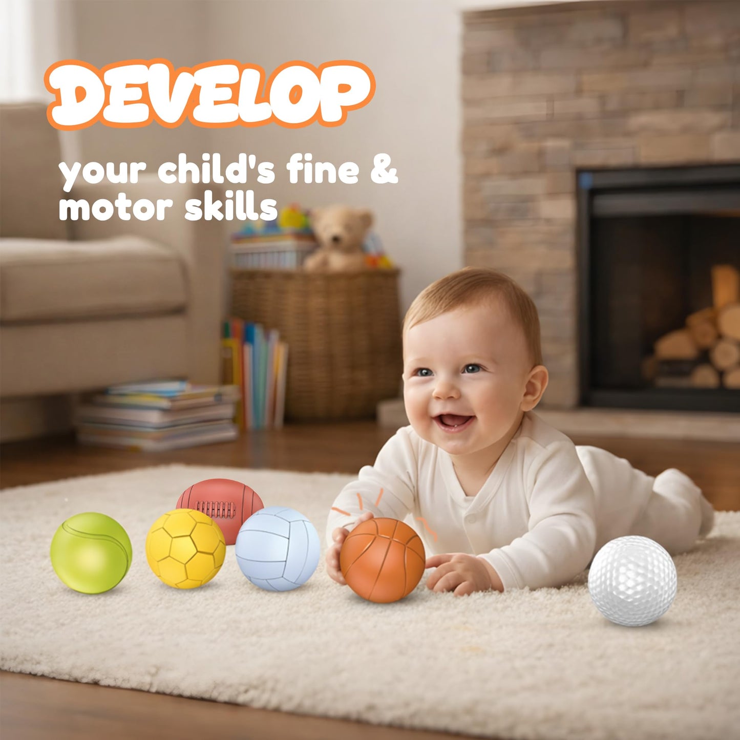 ROHSCE Baby Sensory Balls – 6 Soft Rubber Toys for 6–12 Months | Montessori Bath & Outdoor Play