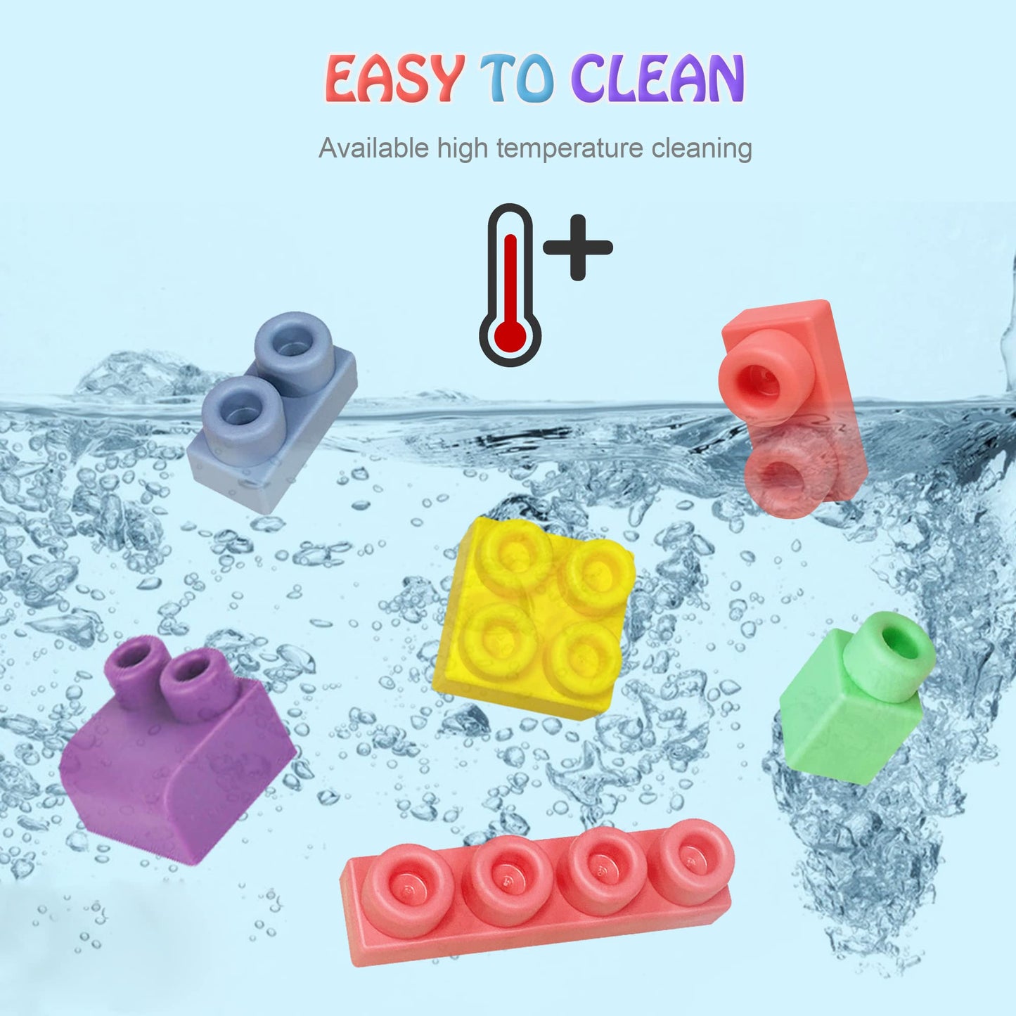 ROHSCE Baby Soft Blocks Set — 80 Pcs Safe Teething Blocks for Toddlers (STEM Learning)