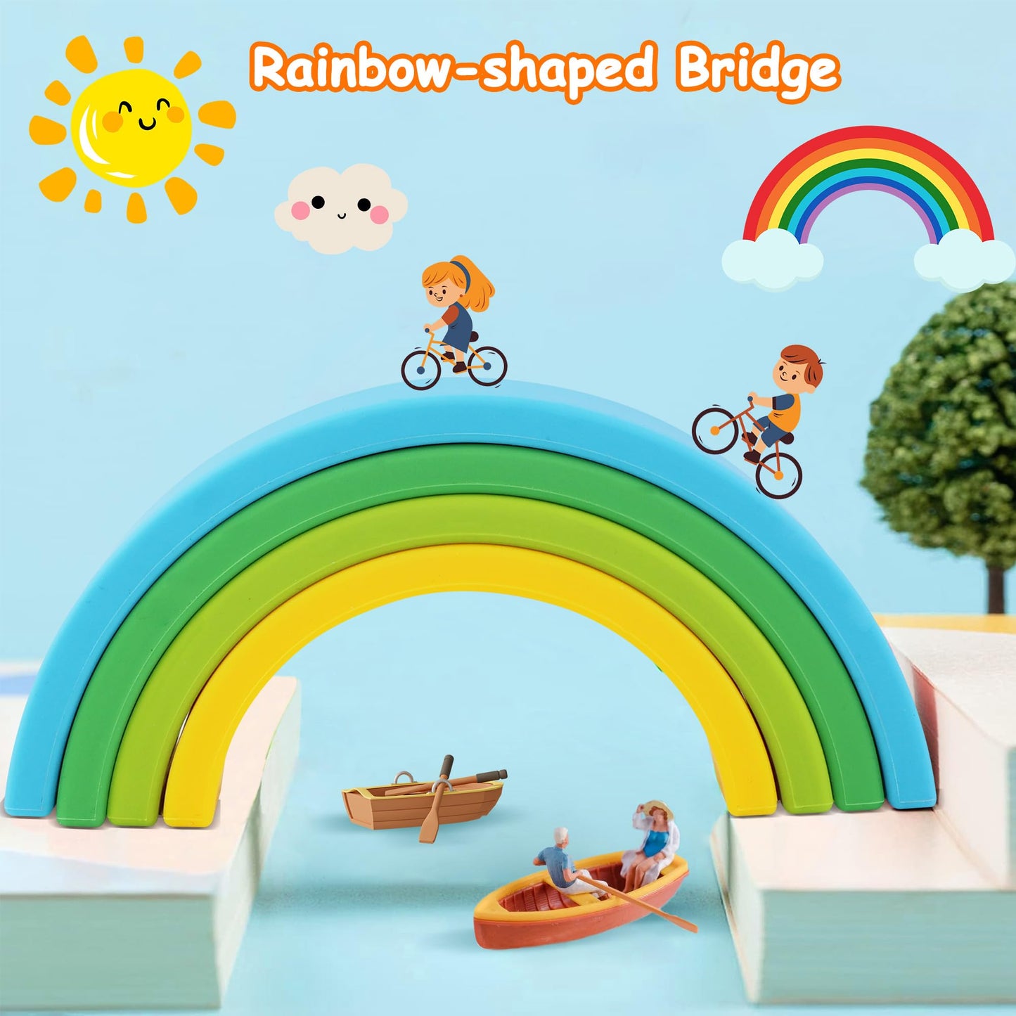 ROHSCE Silicone Stacking Toys for Babies – Soft Rainbow Nesting Blocks | Montessori Sensory Toy