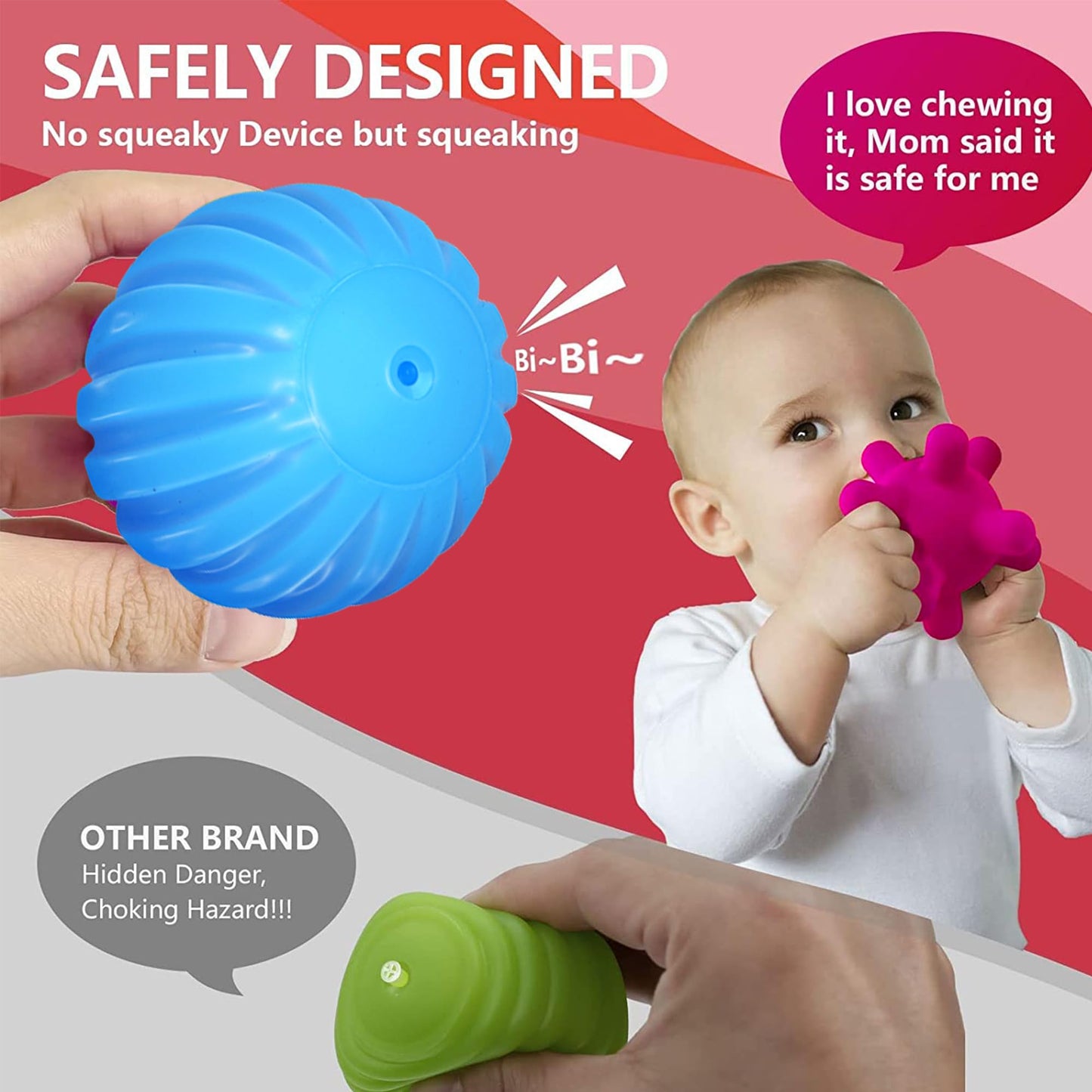 ROHSCE Montessori Baby Balls 4-Pack – Textured Sensory Toys for Babies 3 Months+