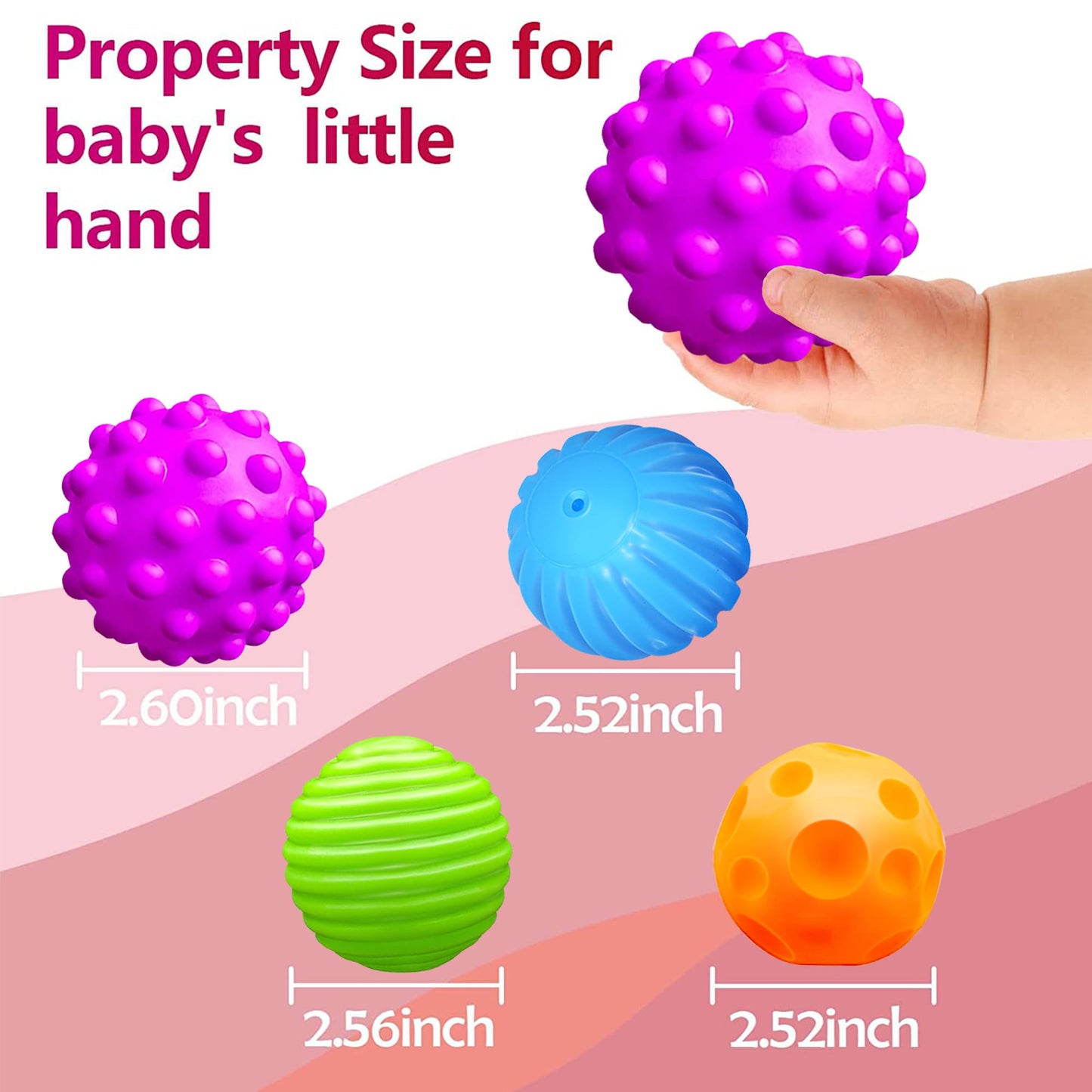 ROHSCE Montessori Baby Balls 4-Pack – Textured Sensory Toys for Babies 3 Months+