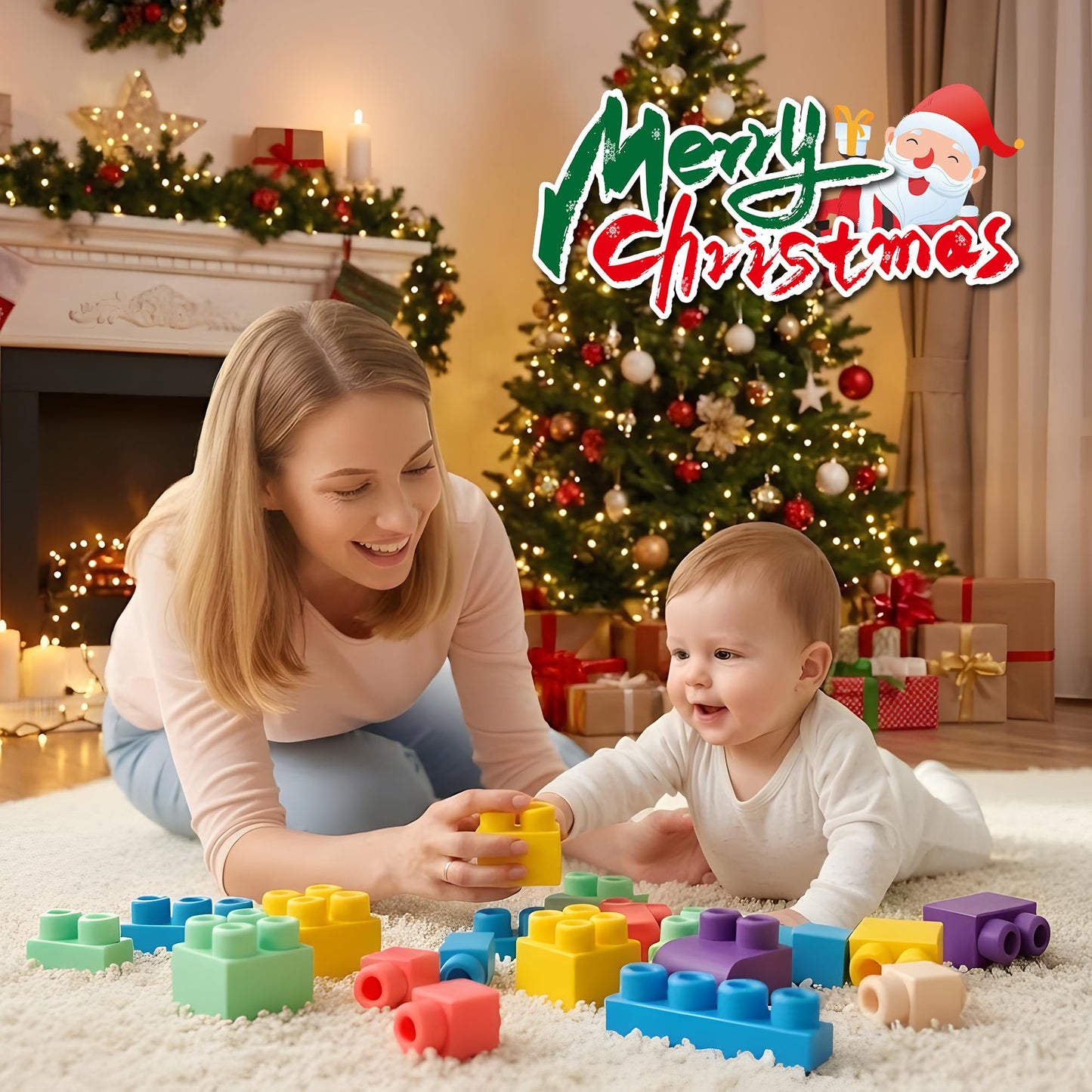 ROHSCE Soft Building Blocks for Toddlers – 40 PCS Large Teething Blocks