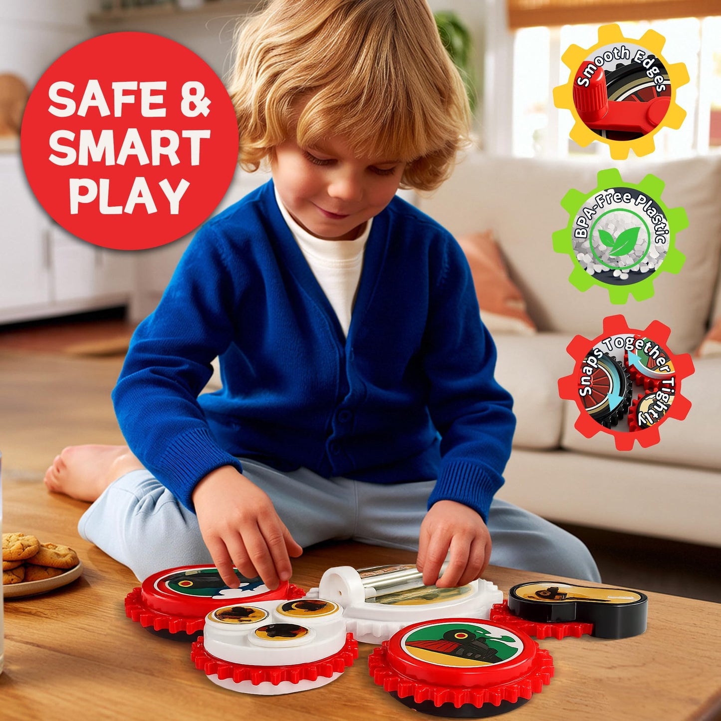 ROHSCE 7PCS Magnetic Gear Toy Set – Train-Themed STEM Toys for Toddlers