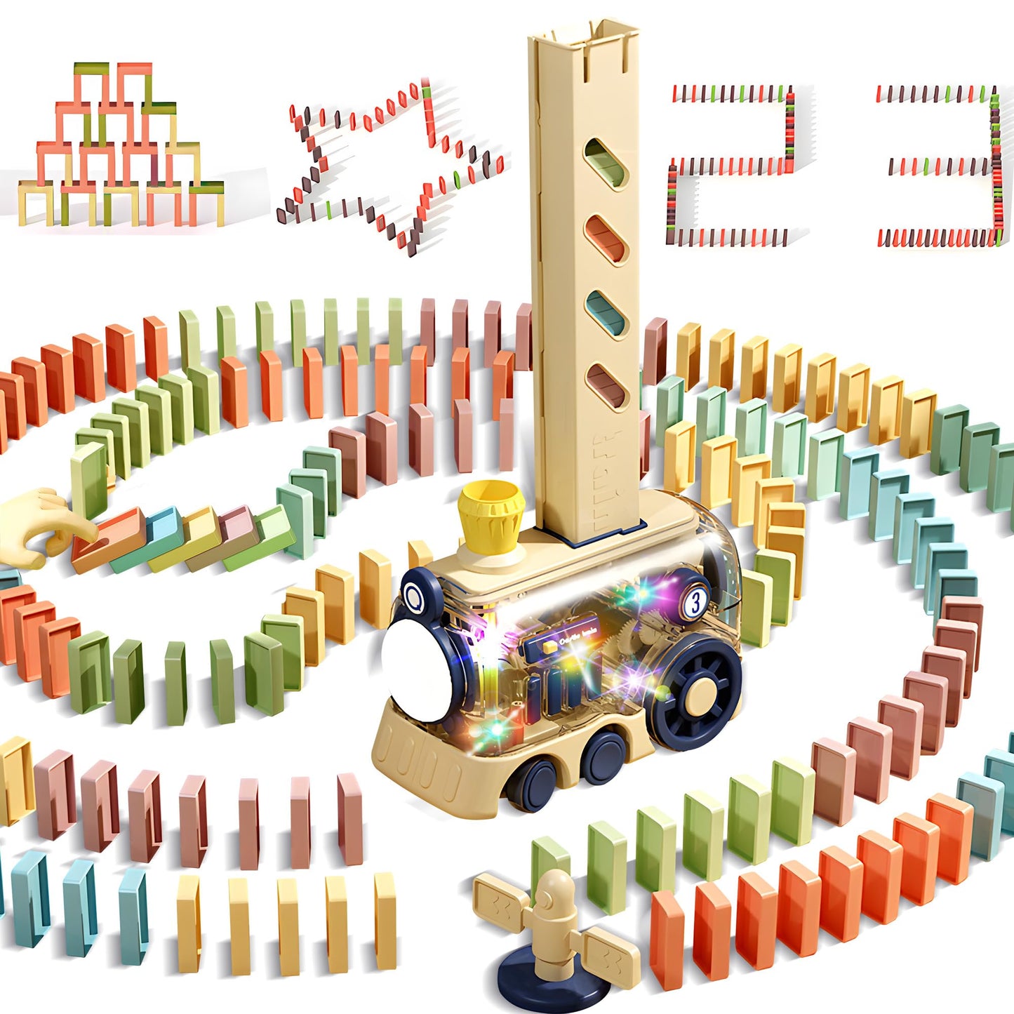 ROHSCE Domino Train Toy – 80-Piece Automatic Dominoes Set for STEM & Montessori (4+)