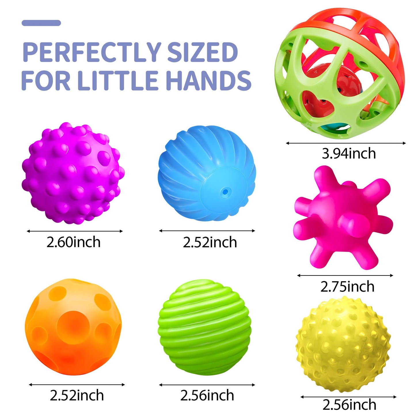 ROHSCE Montessori Sensory Balls & Rattle — Safe Textured Toys for Babies 3–12 Months