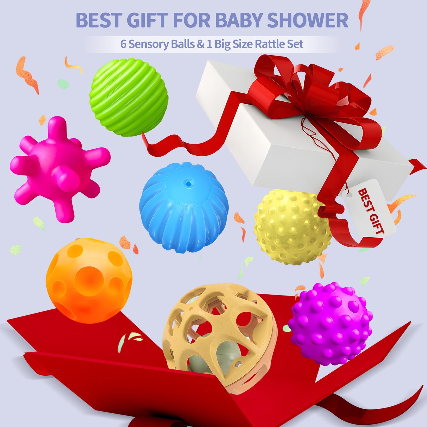 ROHSCE Montessori Sensory Balls for Babies – Colorful Textured Toys & Rattle (3 Months+)
