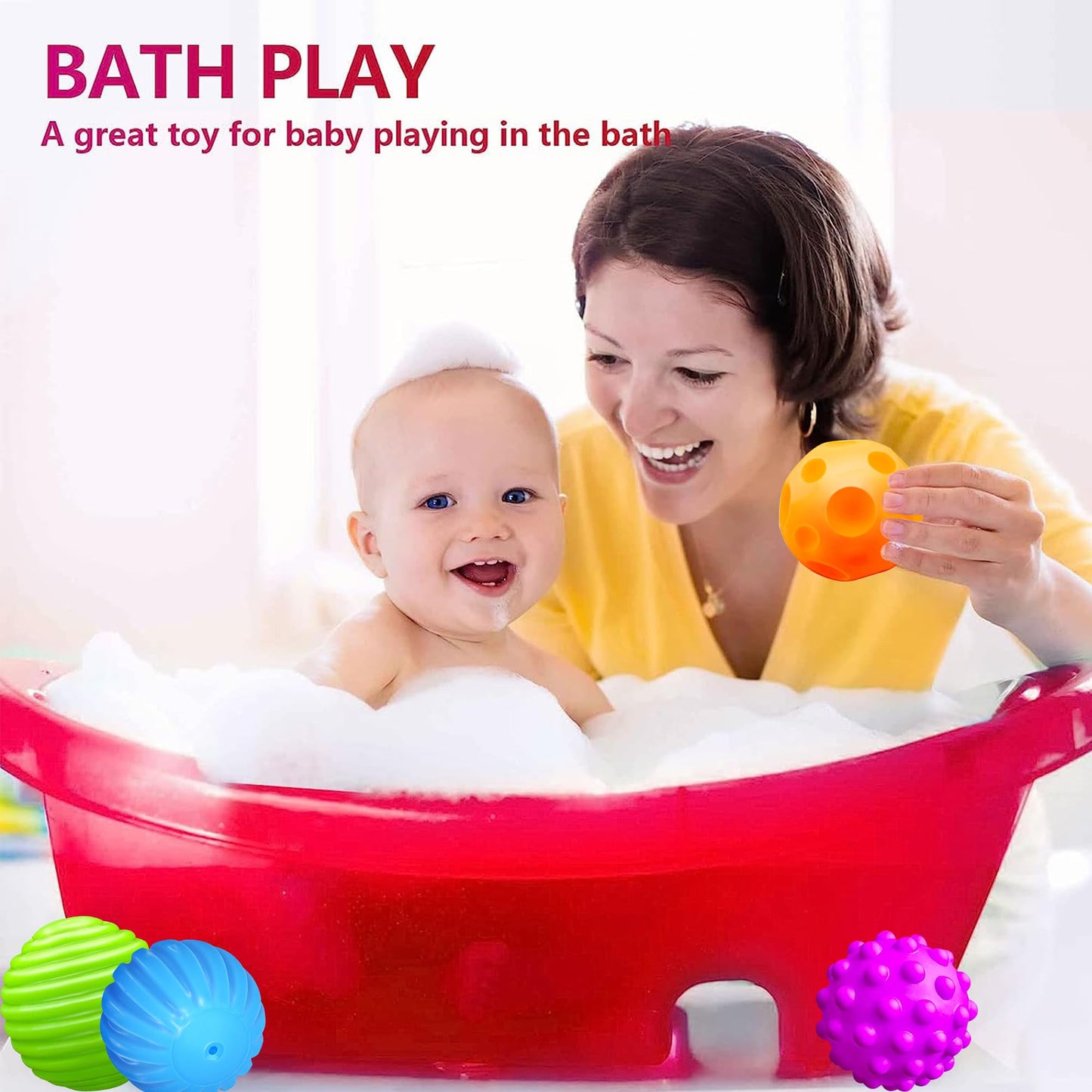 ROHSCE Montessori Baby Balls 4-Pack – Textured Sensory Toys for Babies 3 Months+