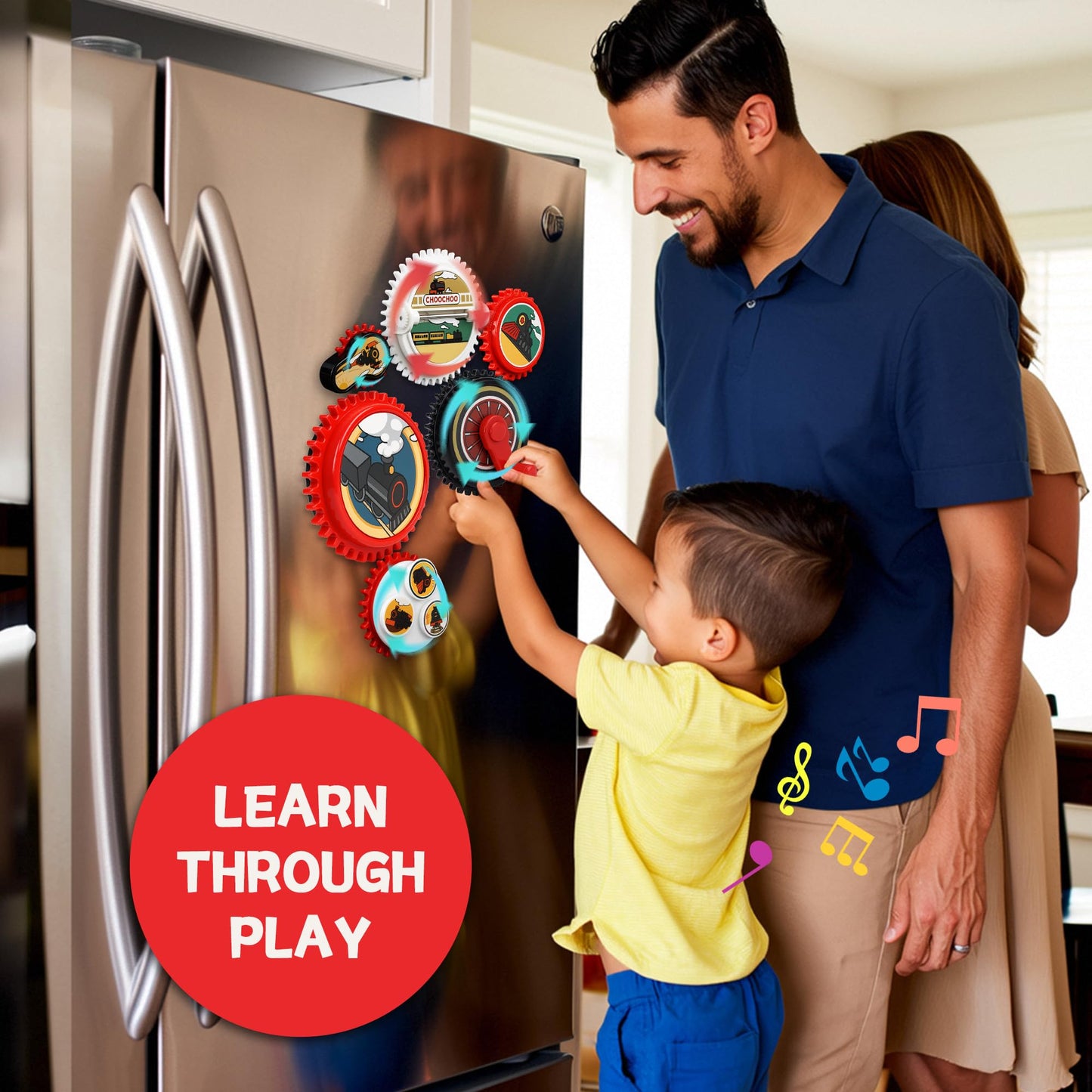 ROHSCE 7PCS Magnetic Gear Toy Set – Train-Themed STEM Toys for Toddlers