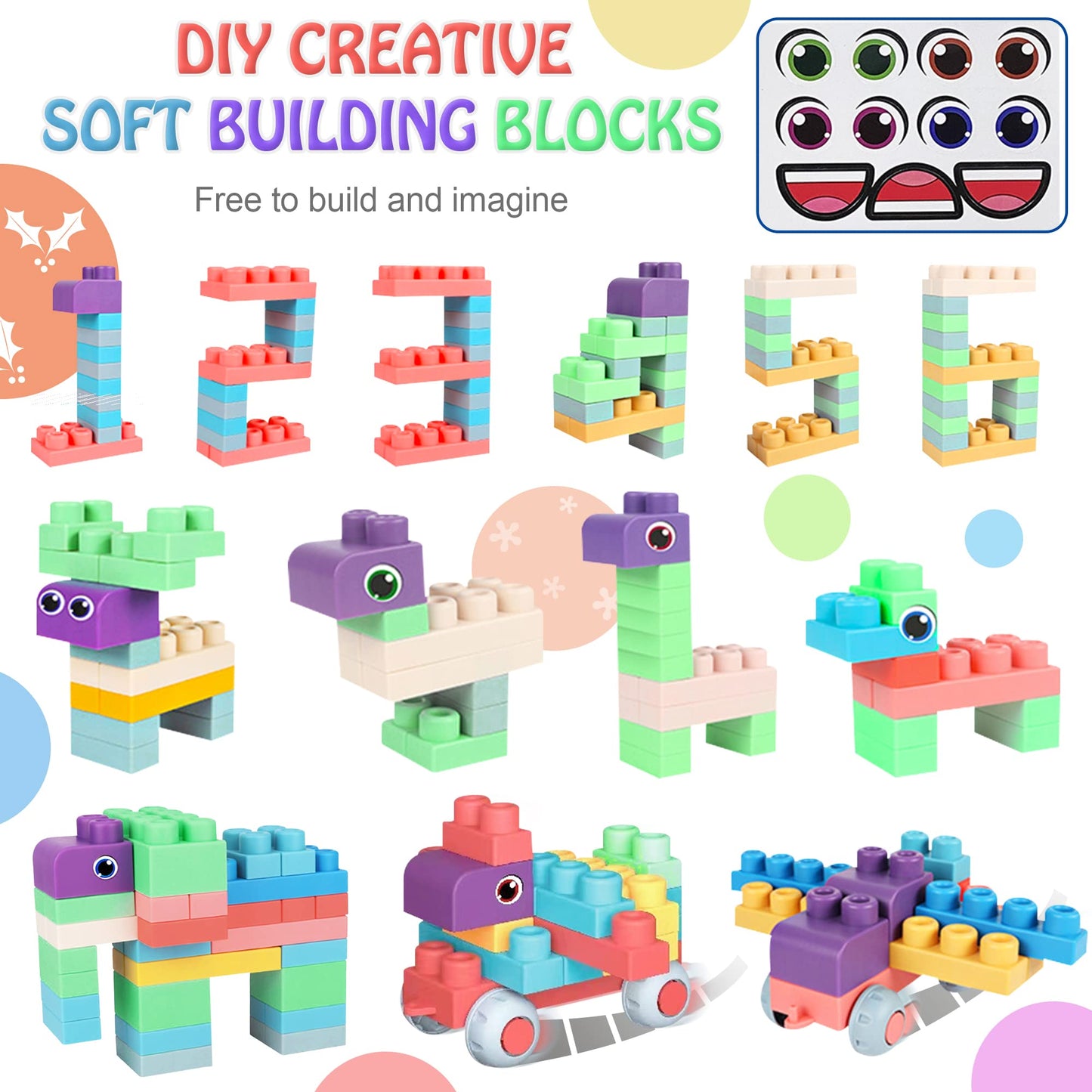 ROHSCE Soft Building Blocks for Toddlers – 40 PCS Large Teething Blocks
