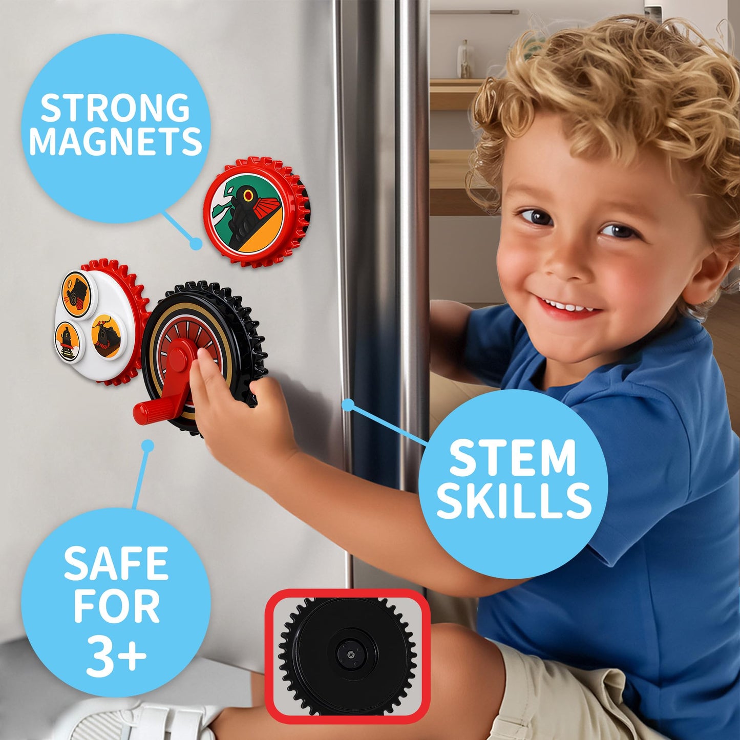 ROHSCE 7PCS Magnetic Gear Toy Set – Train-Themed STEM Toys for Toddlers