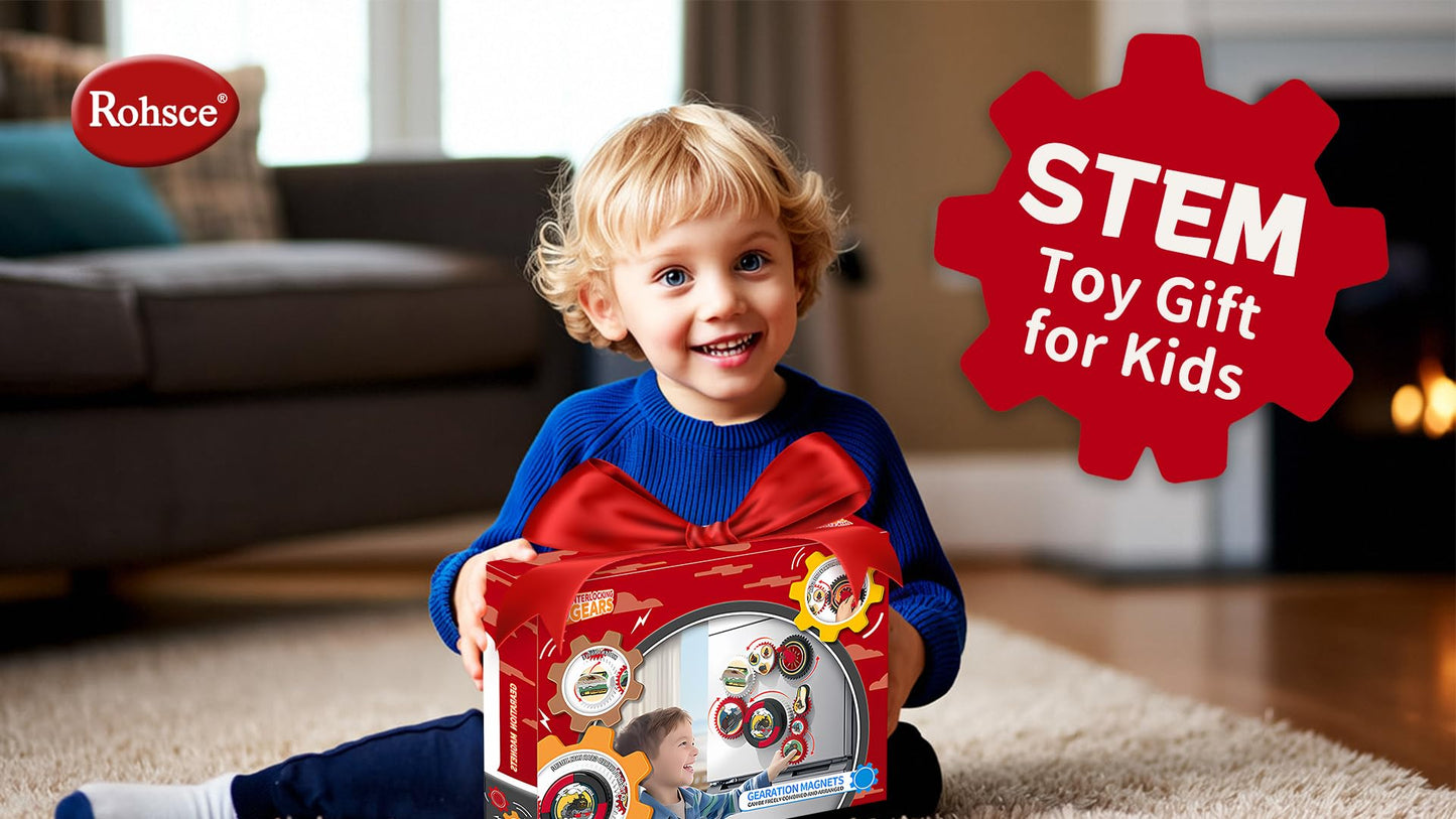 ROHSCE 7PCS Magnetic Gear Toy Set – Train-Themed STEM Toys for Toddlers