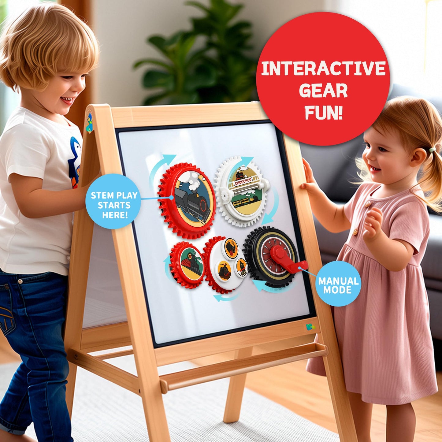 ROHSCE 7PCS Magnetic Gear Toy Set – Train-Themed STEM Toys for Toddlers