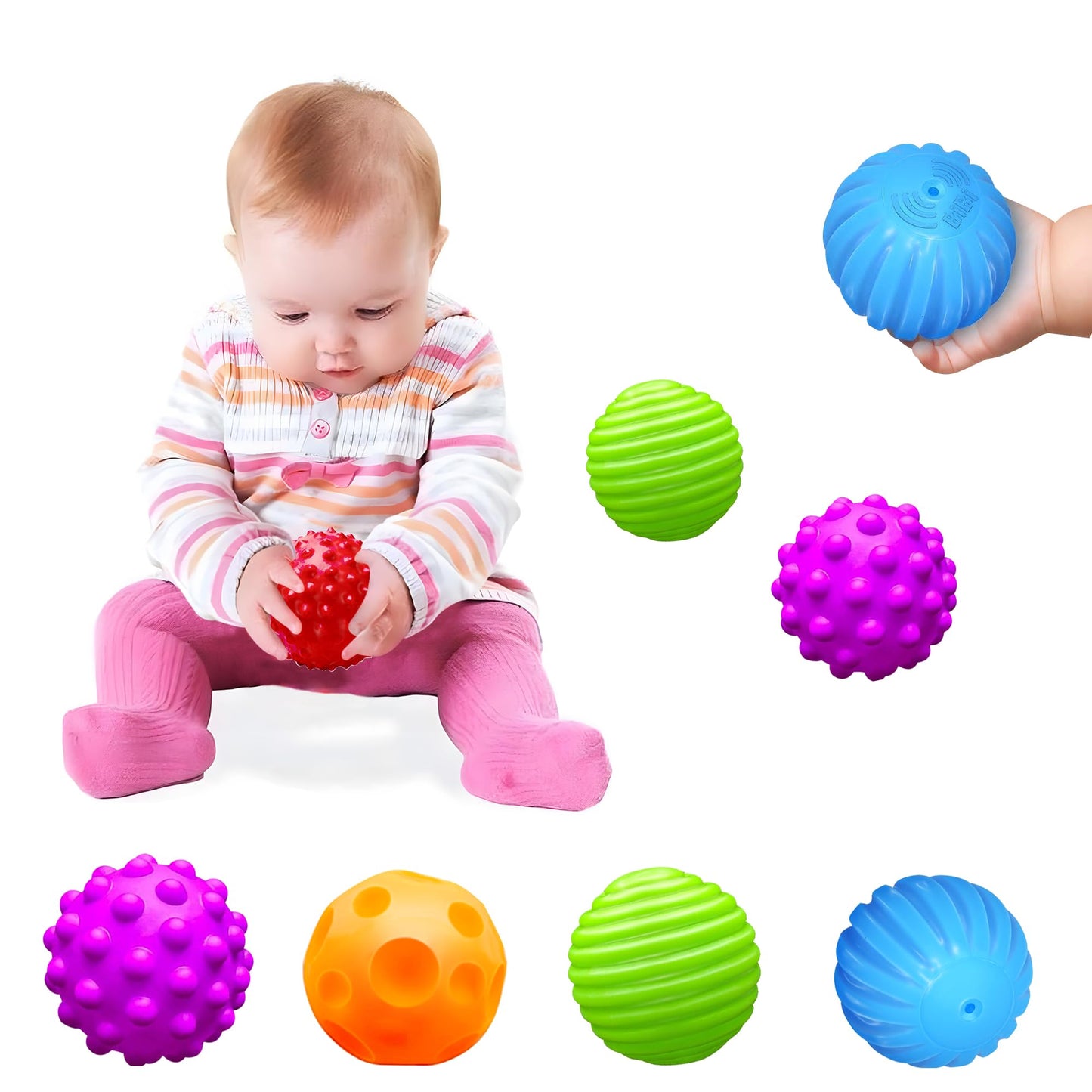 ROHSCE Montessori Baby Balls 4-Pack – Textured Sensory Toys for Babies 3 Months+