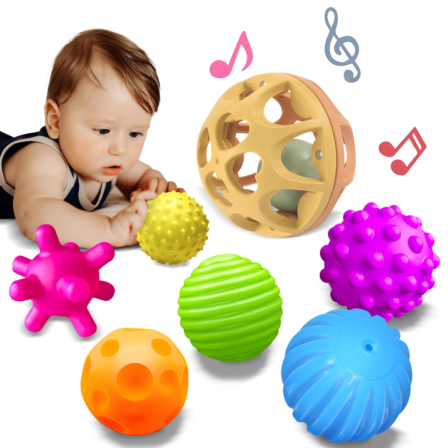 ROHSCE Montessori Sensory Balls for Babies – Colorful Textured Toys & Rattle (3 Months+)