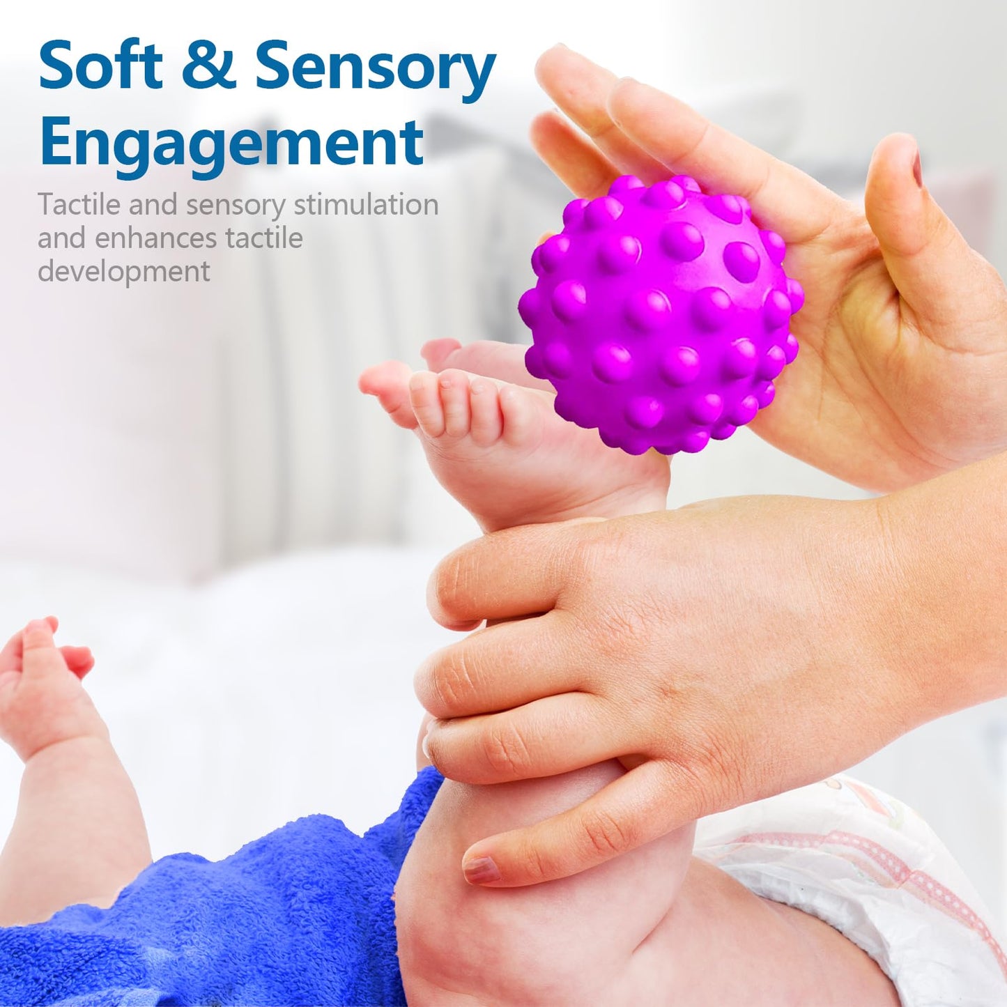 ROHSCE Montessori Baby Balls 4-Pack – Textured Sensory Toys for Babies 3 Months+