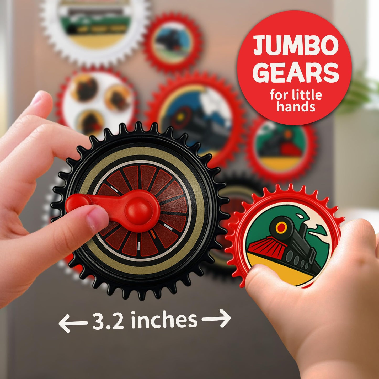 ROHSCE 7PCS Magnetic Gear Toy Set – Train-Themed STEM Toys for Toddlers