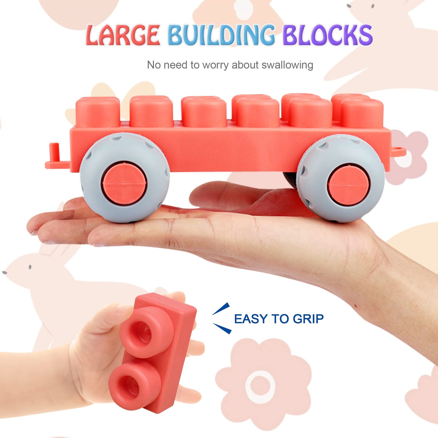 ROHSCE Soft Building Blocks for Toddlers – 40 PCS Large Teething Blocks