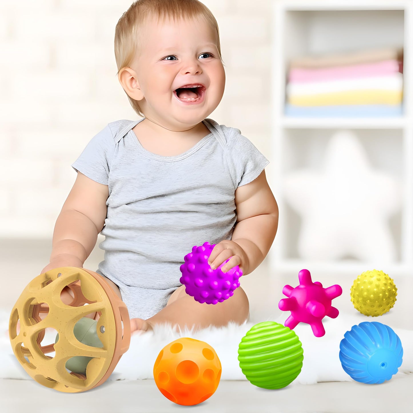 ROHSCE Montessori Sensory Balls for Babies – Colorful Textured Toys & Rattle (3 Months+)