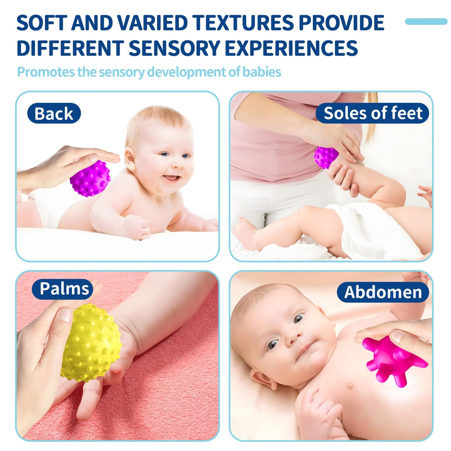 ROHSCE Sensory Balls for Toddlers 1-3 | Squeeze & Rattle Baby Toys, Teething Montessori Soft Balls